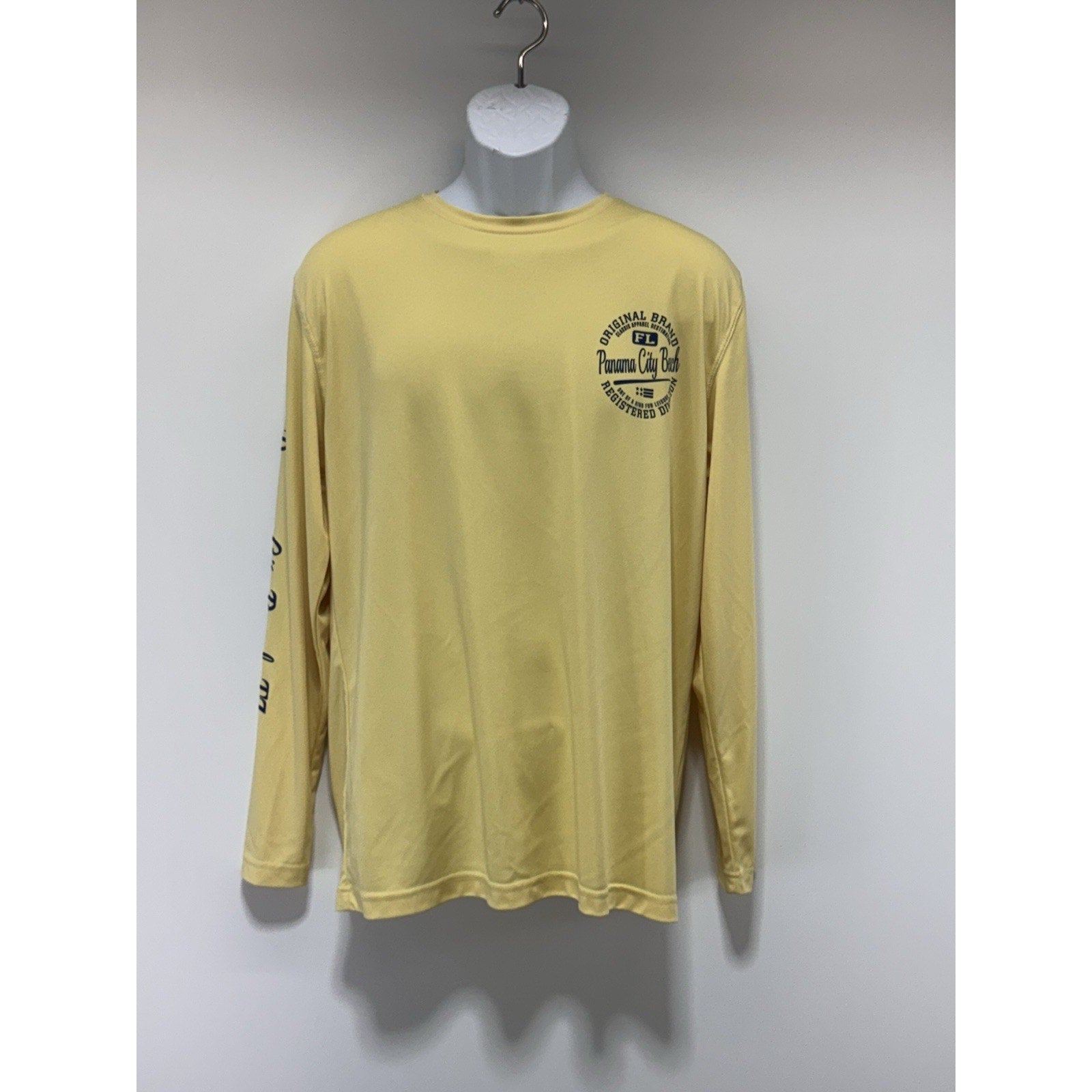 Panama City Beach Florida Yellow Blue Logo Long Sleeve T-Shirt Men’s Size Large