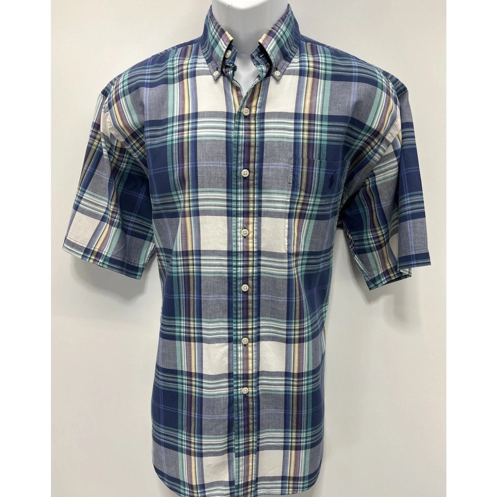ralph lauren mens shirt medium Blaire 100% cotton Plaid Classic Preppy