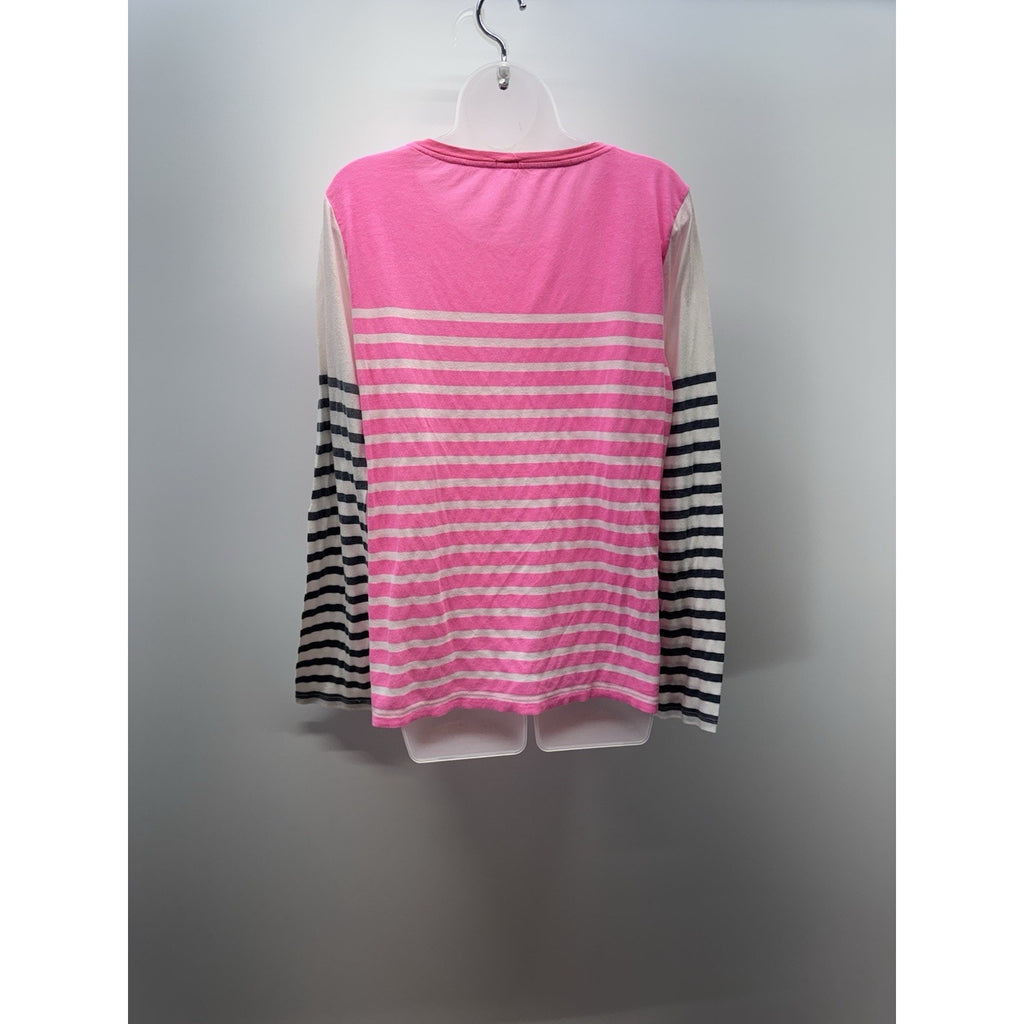J. Crew Printed Colorblock Striped Top Pink White Blue Women’s Size XL