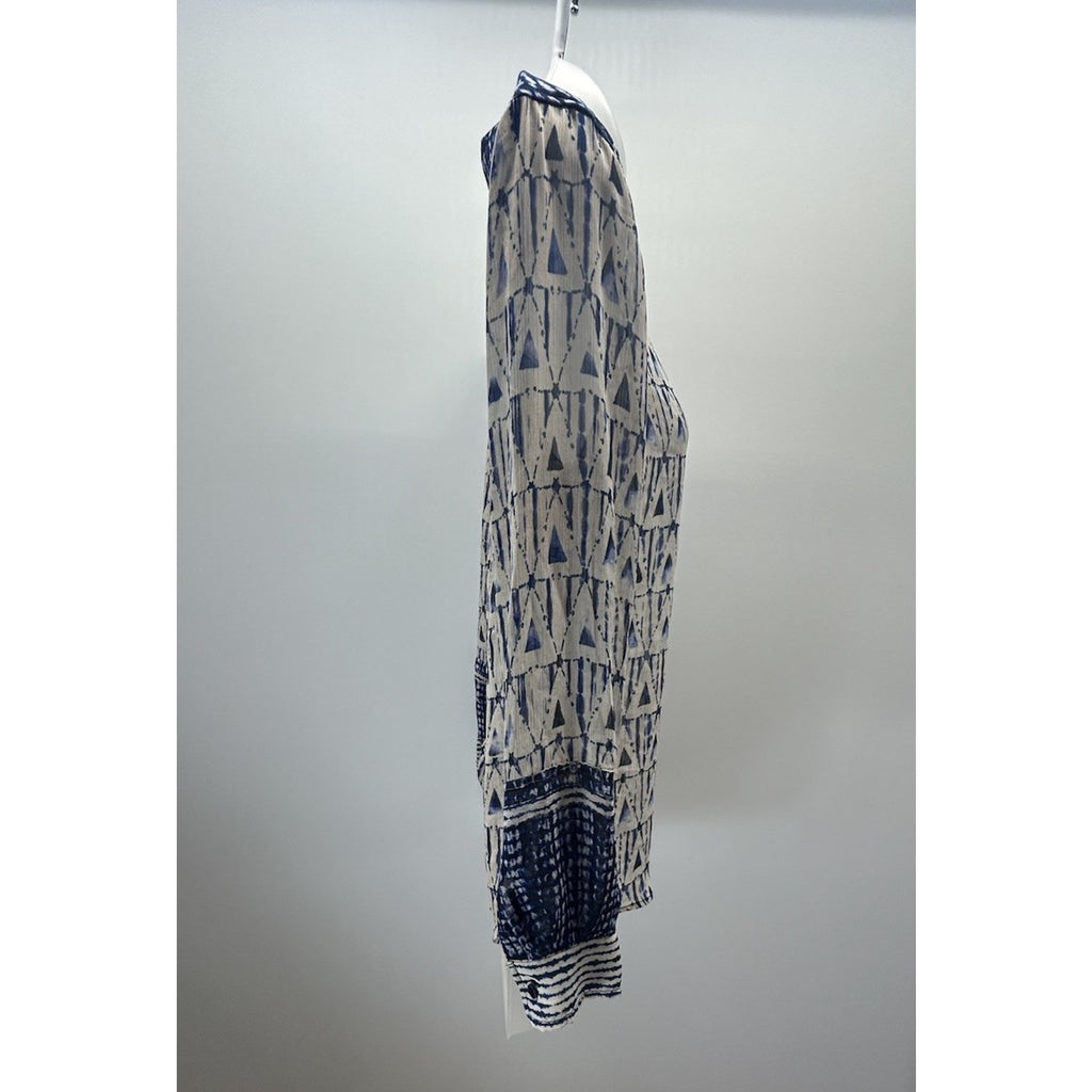 Liverpool Los Angeles Button Front Collared Blouse Grecian Tile Size SMALL.