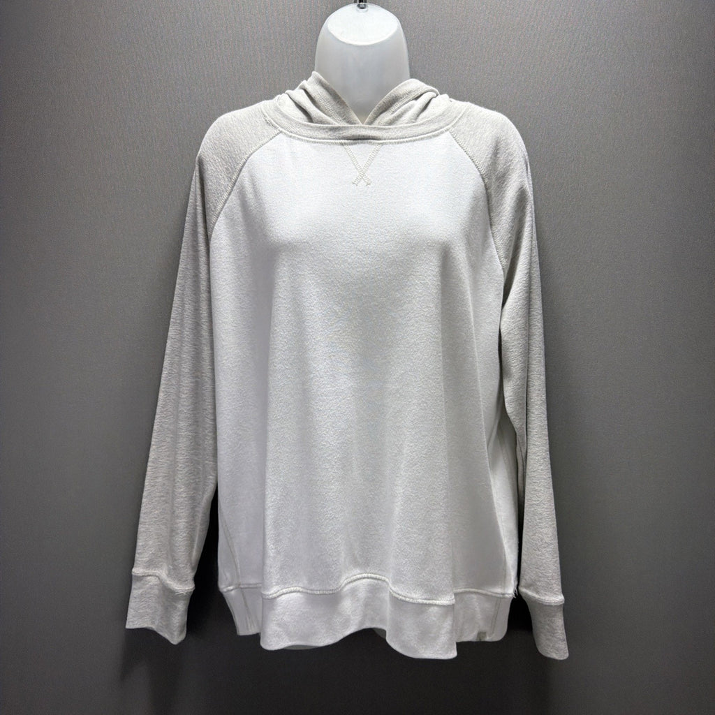 Eddie Bauer Raglan Hooded Sweatshirt Womens XL Legend Wash White Gray