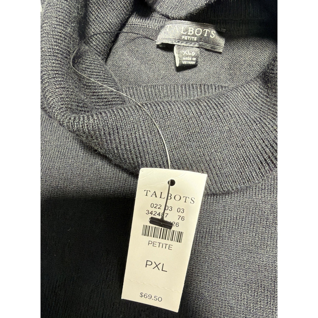Talbots Black Cotton Modal Blend Turtleneck Sweater PXL Preppy Minimalist New