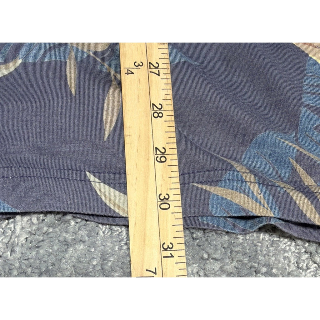 Pussers West Indies Shirt Mens Large Blue Hibiscus Hawaiian Floral Camp Silk