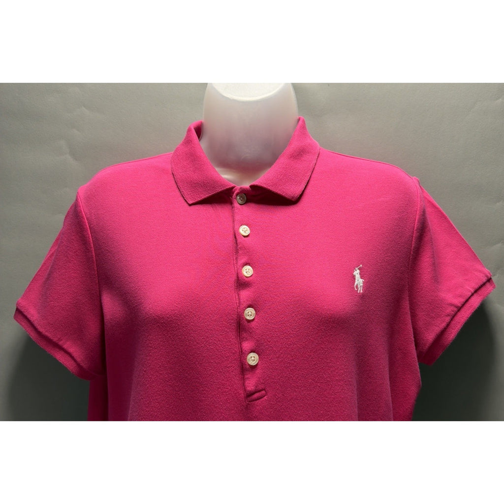 POLO RALPH LAUREN Women Short Sleeve Dress Pink Size L