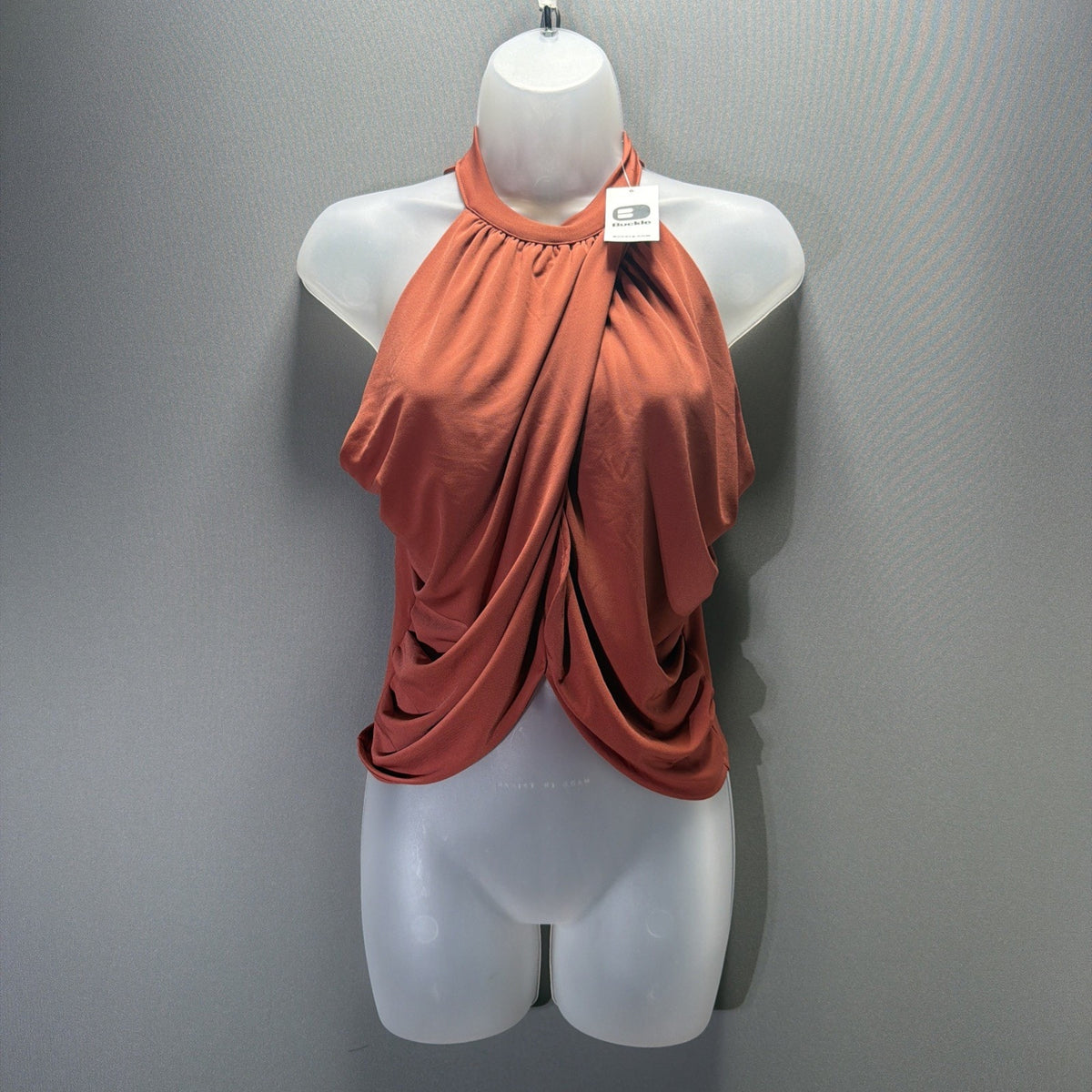 Red by BKE Brick Red Pleated Halter Top Sleeveless Blouse Medium Stretch NWT