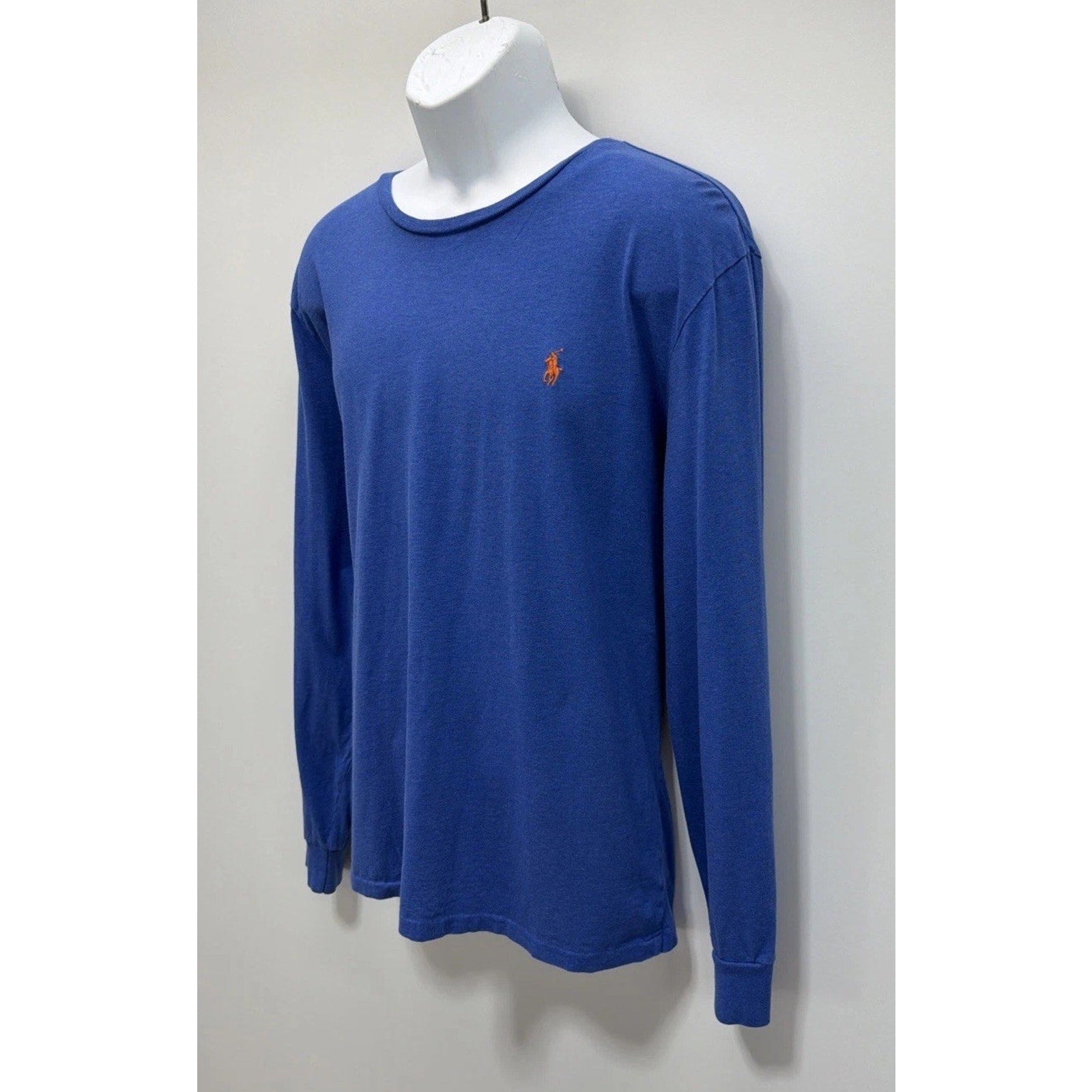 Polo Ralph Lauren Long Sleeve jersey t-shirt Blue Men Orange Pony Size XL