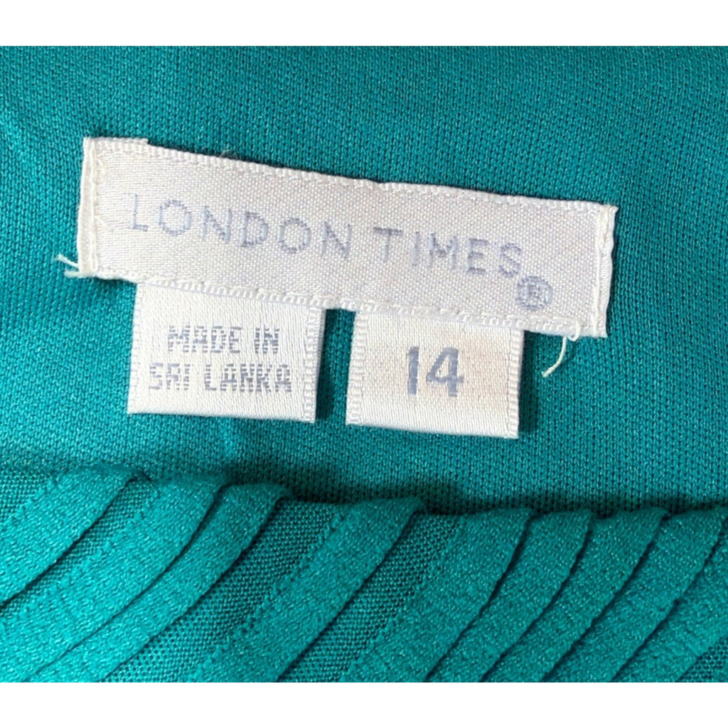London Times Aqua Textured Sheath Dress Women’s 14 Sleeveless Career Party NWT
