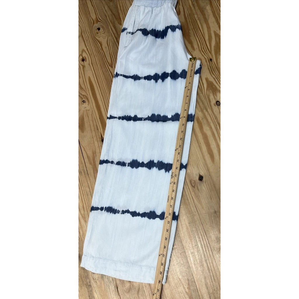 Tribal Womens Pants Size P/S Blue White Tie Dye Pull On Wide Leg Relaxed Fit
