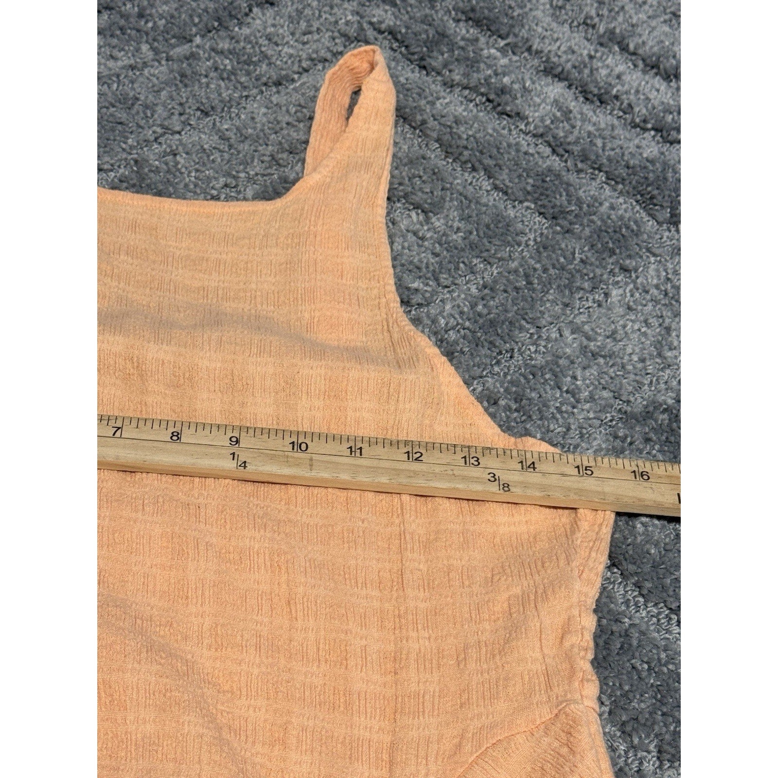 FREE PEOPLE Kokomo Peach Midi Tank Dress Ruched Side Slit Cotton Blend Size Med