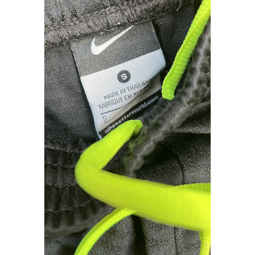 Nike Men's Basketball Shorts Black Neon Green Athletic Shorts, Small EUC