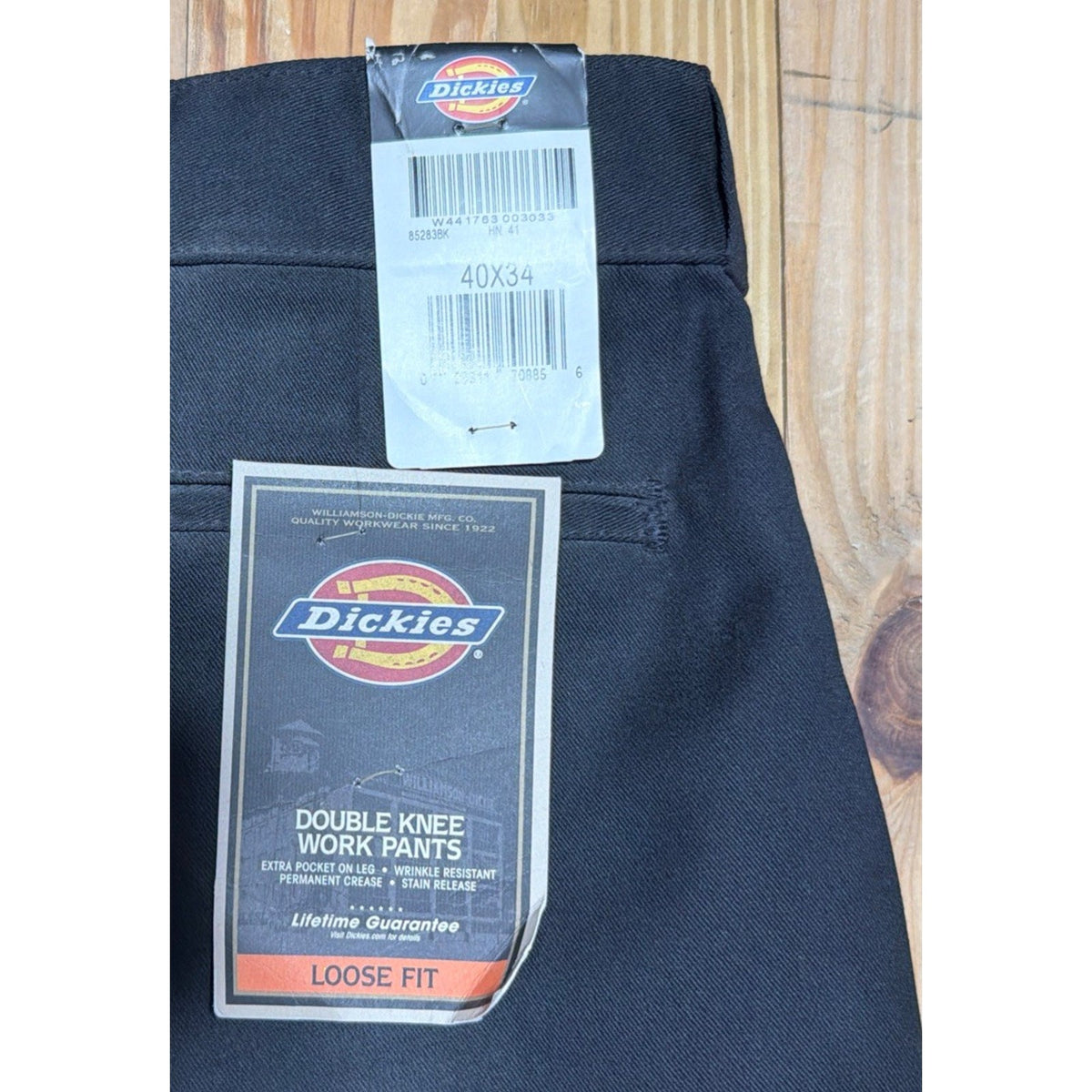 Dickies Loose Fit Double Knee Pants Black Mens Streetwear Skate Workwear 40x34