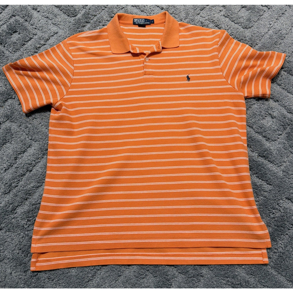 Polo Ralph Lauren Mens L Cotton Polo Shirt Orange Golf Preppy Casual