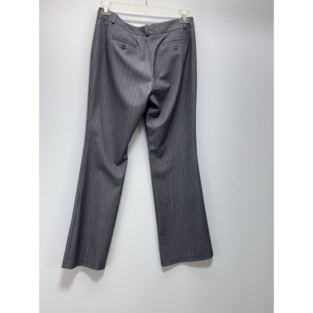 Worthington Modern Fit Wide Leg Pinstripe Dress Pants Womens 8 Gray Poly Blend