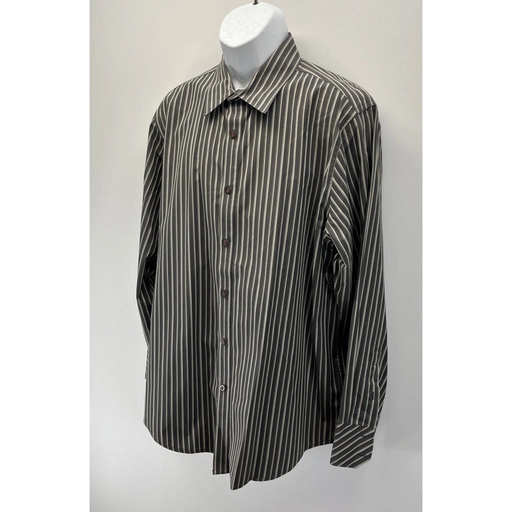 Structure premium Woven 100% Cotton Button Up Striped Long Sleeve XL