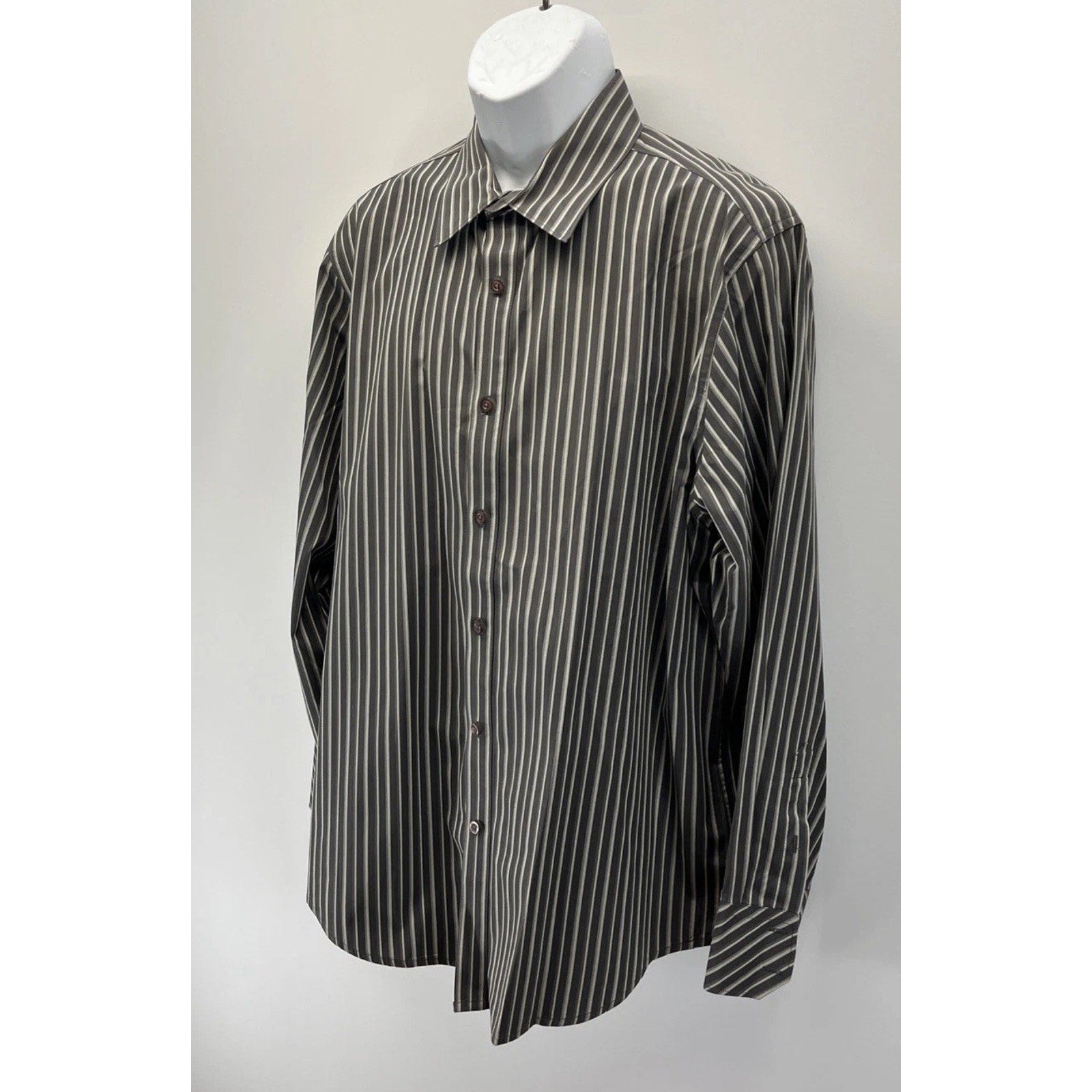 Structure premium Woven 100% Cotton Button Up Striped Long Sleeve XL