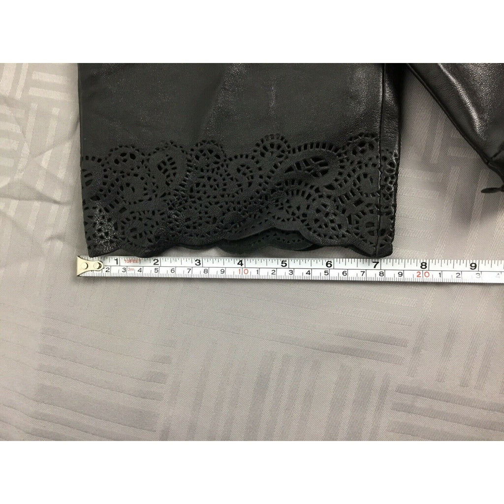 Real Clothes Leather Pant Size 2 Black Lined Hi Waist Straight Leg Leather Lace