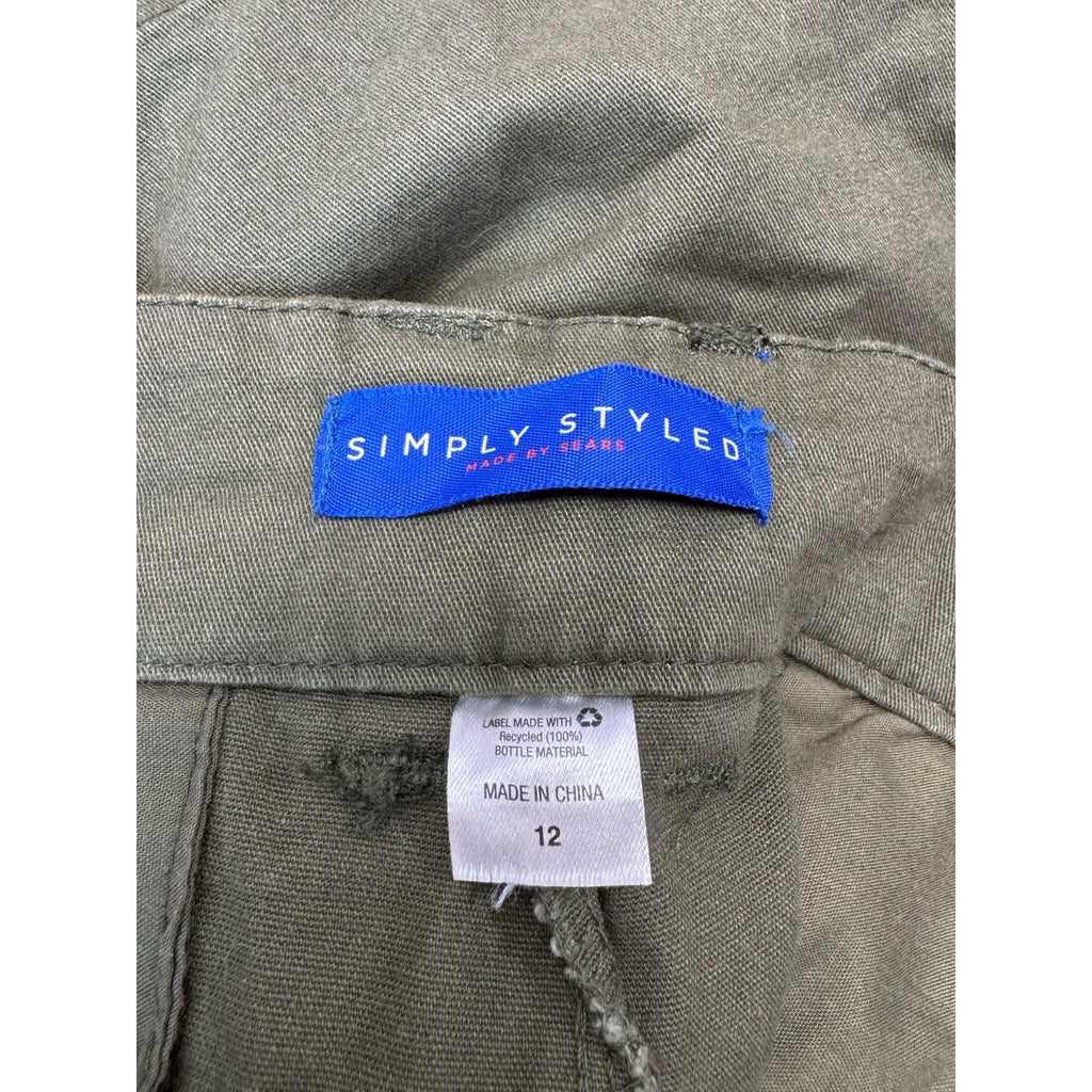 Simply Styles Women’s Mid Rise Chino Shorts Size 12 Olive Green