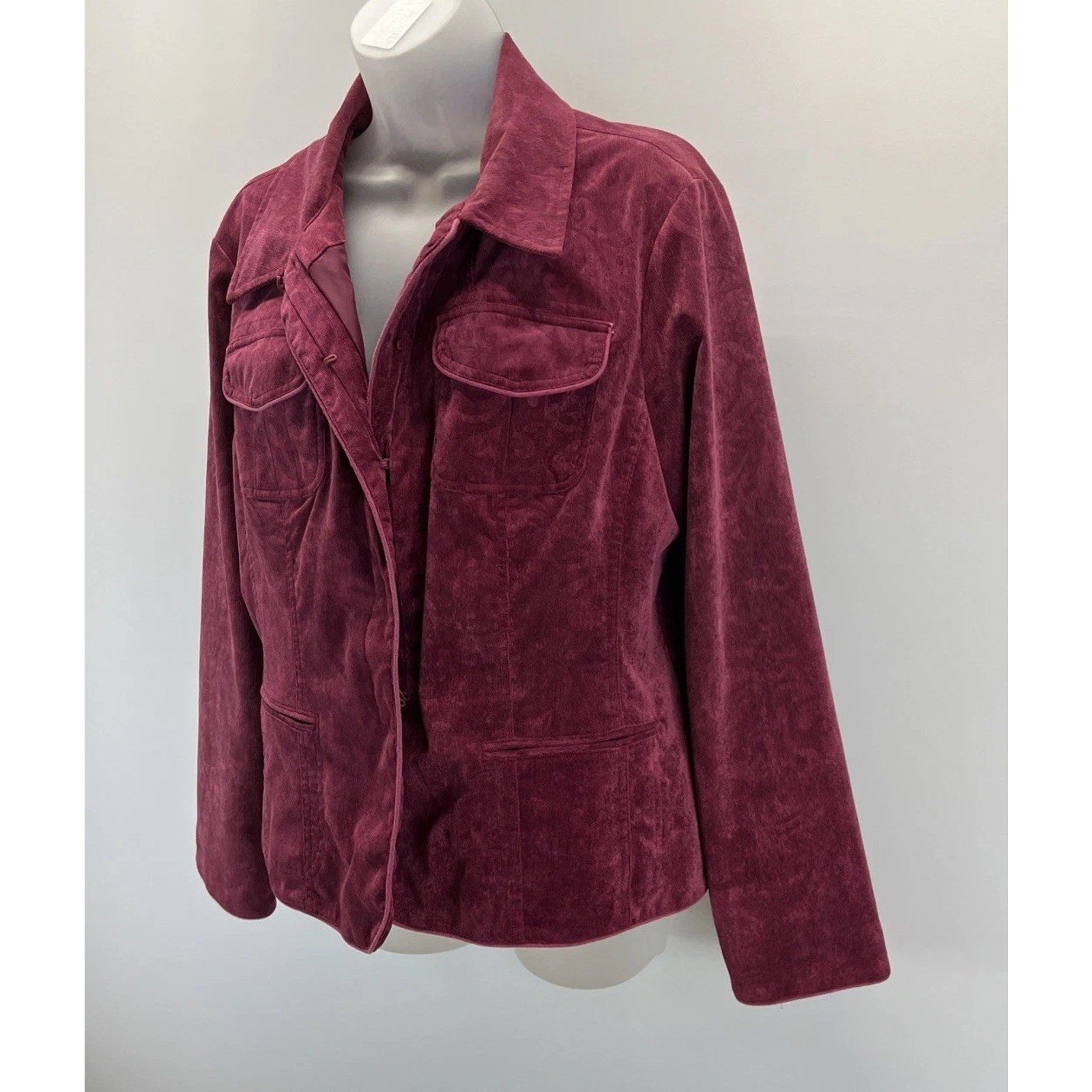 Chico's Women's Corduroy Paisley Burgundy Jacket Chico’s Size 2 = US Size 12 L