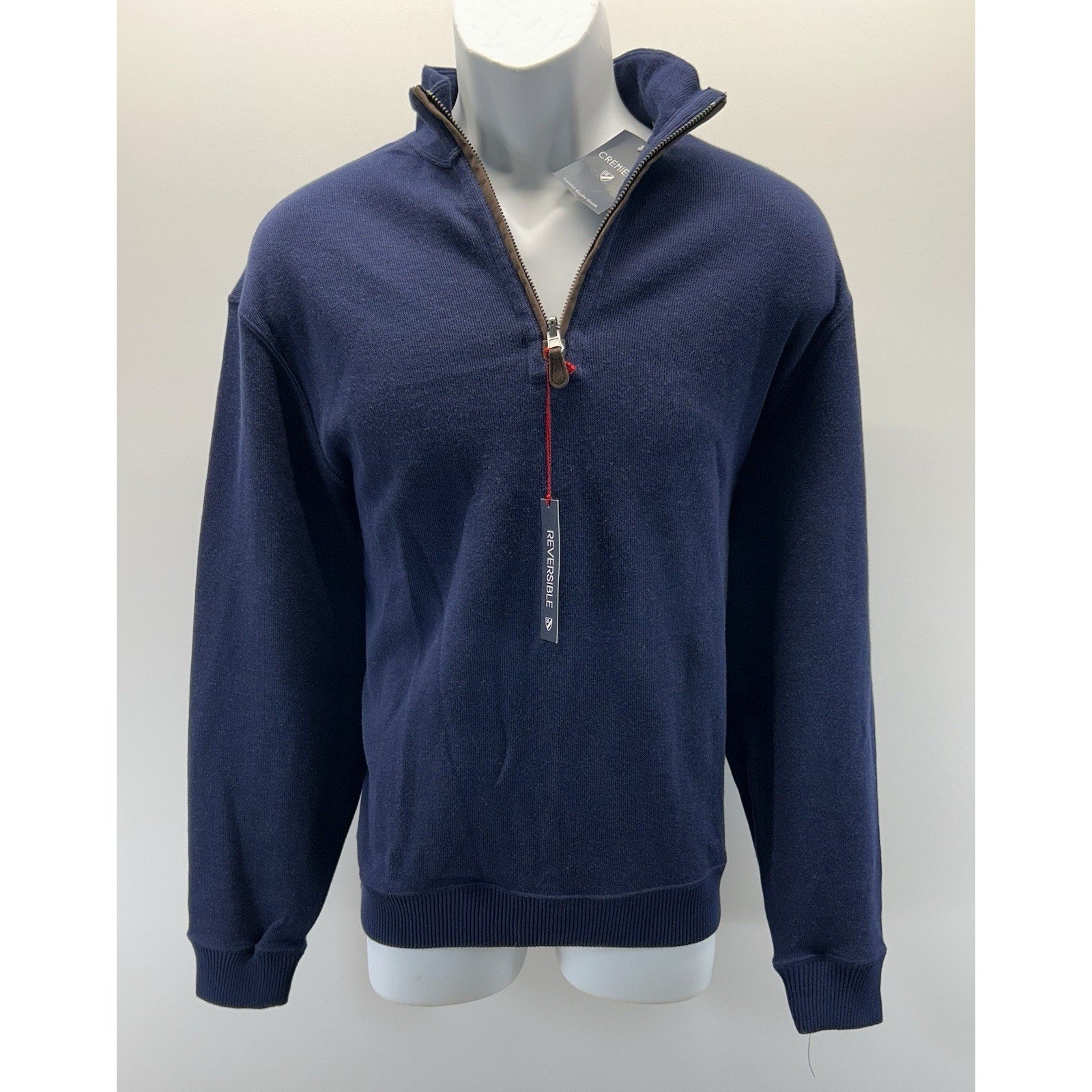 Daniel Cremieux Sweater Mens Medium Elbow Patches Reversible 1/4 Zip $95 NEW.