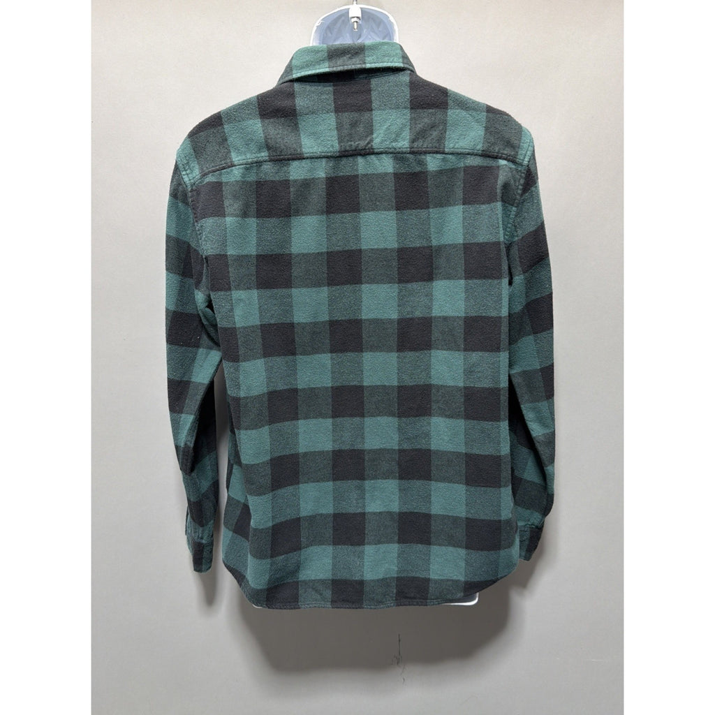 American Eagle Heavyweight Flannel Button Up Shirt LS Green Black Plaid Mens M