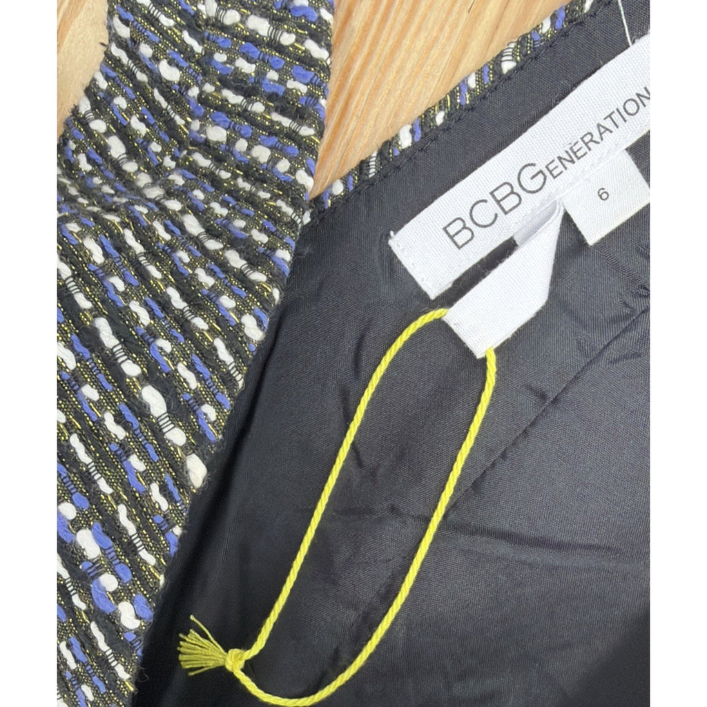BCBGeneration Black Blue Gold Sleeveless Lined Dress Size 6 NWOT