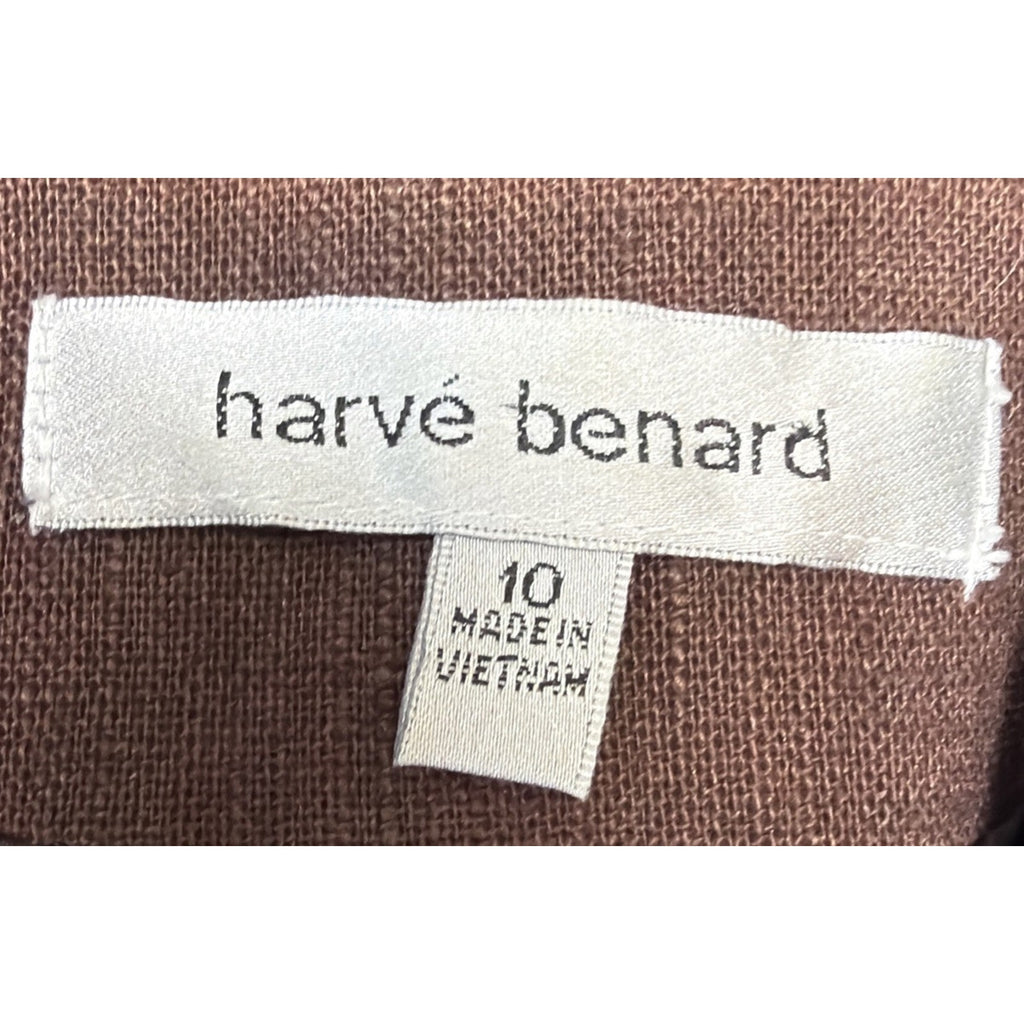 Harve Benard Brown 100% Linen Blazer Jacket 1 Button Down Lagenlook Size 10