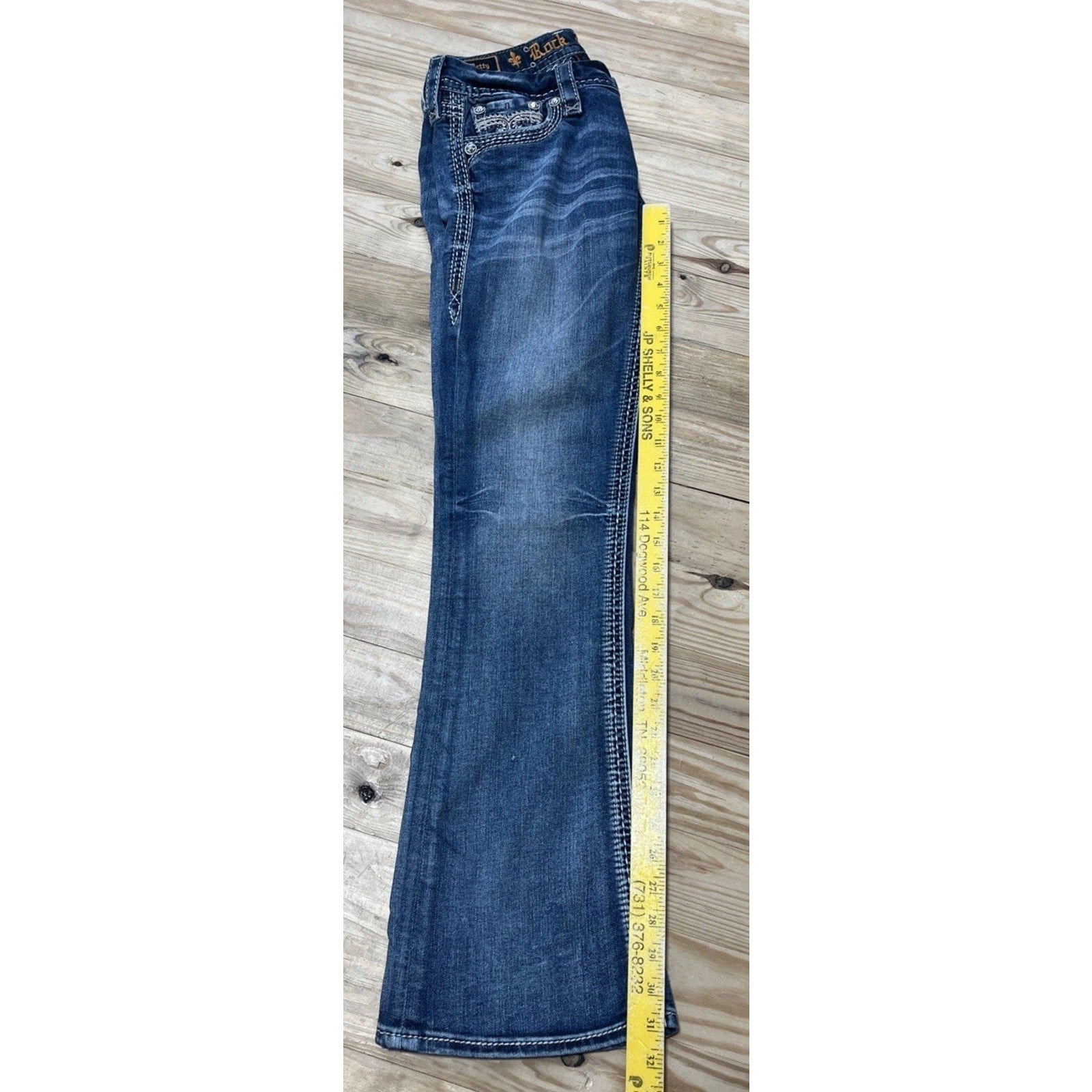 Rock Revival Betty Boot Jeans Sz 27 Embellished Rhinestone