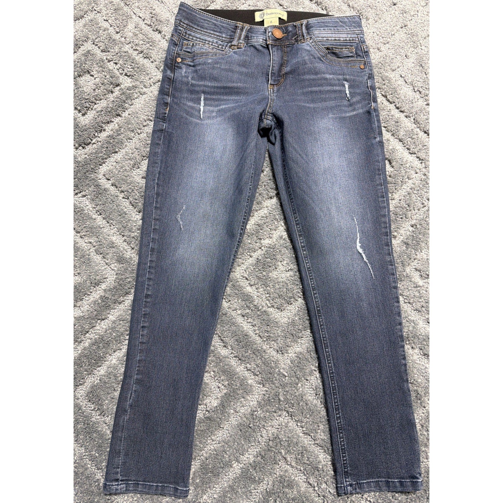 Democracy Jeans Women's 6 Ab Technology Blue Brown Stretch Waist Comfort