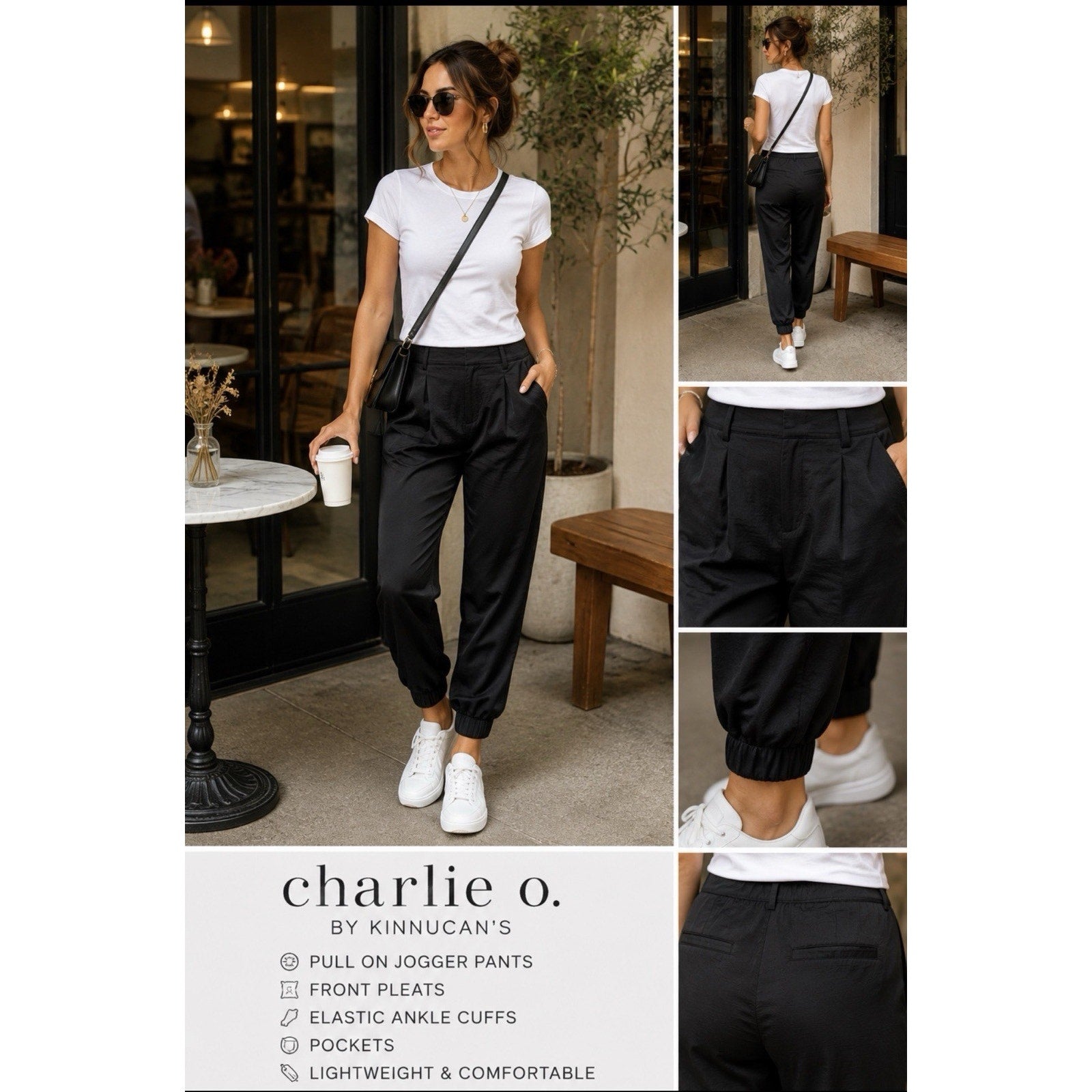 Charlie O By Kinnucan’s Black Pull On Jogger Pants Women’s Small Pleated Ankle