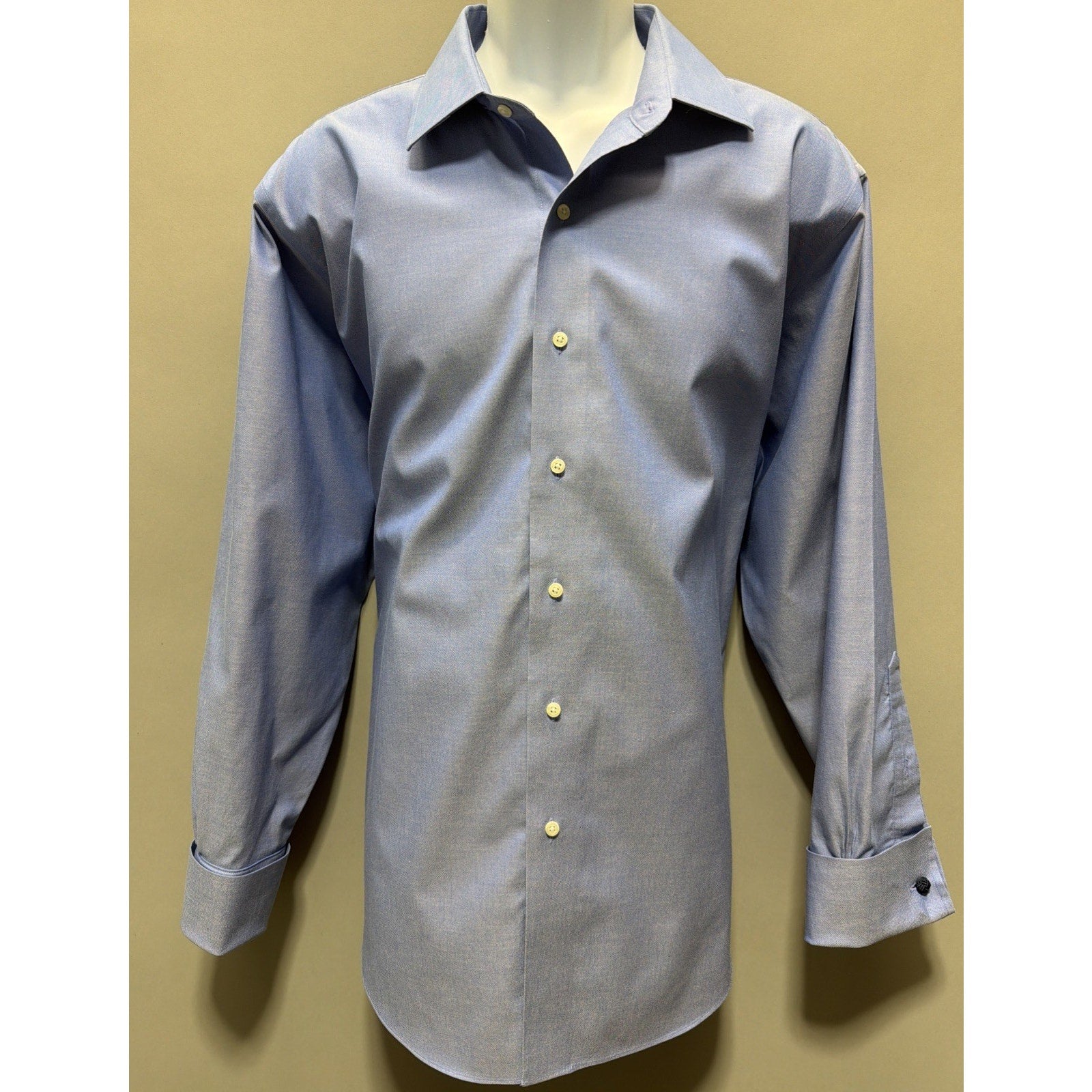 Brooks Brothers Pima Cotton Mens Shirt Size XL Blue French Cuff Non Iron