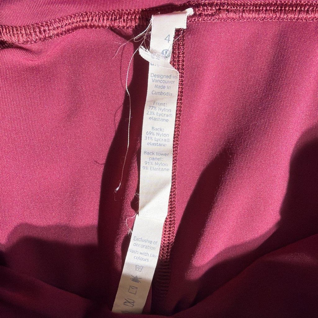 LULULEMON PACE RIVAL CROP LEGGINGS WOMENS 4 RUBY WINE CROPPED 22" BURGUNDY LULU
