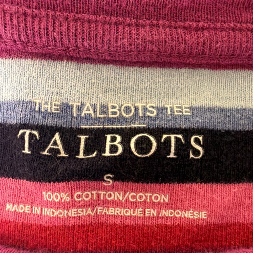 TALBOTS Plus 100% cotton Multicolor STRIPE Crew Neck TOP Tee Small