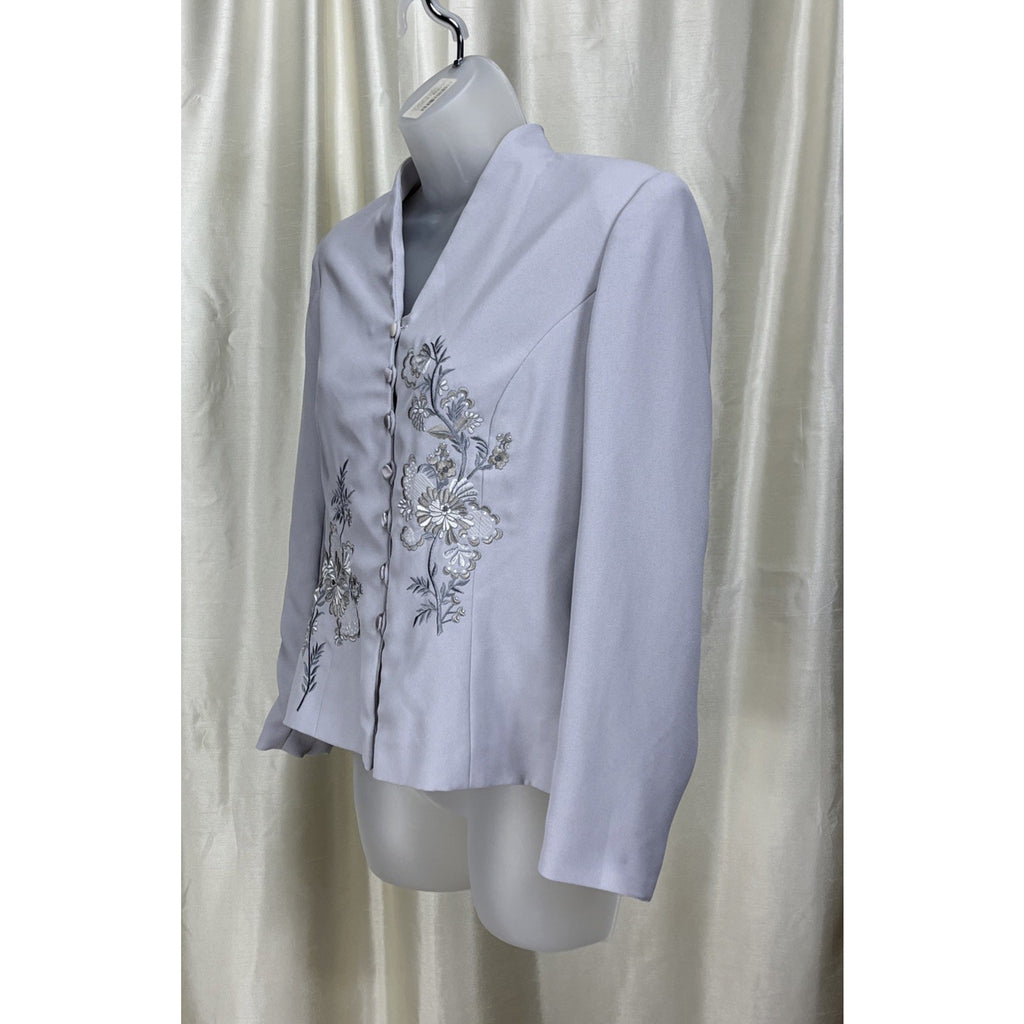 Donna Morgan Petites Top Women’s Size 8 Lavender Embroidered Floral Button Up
