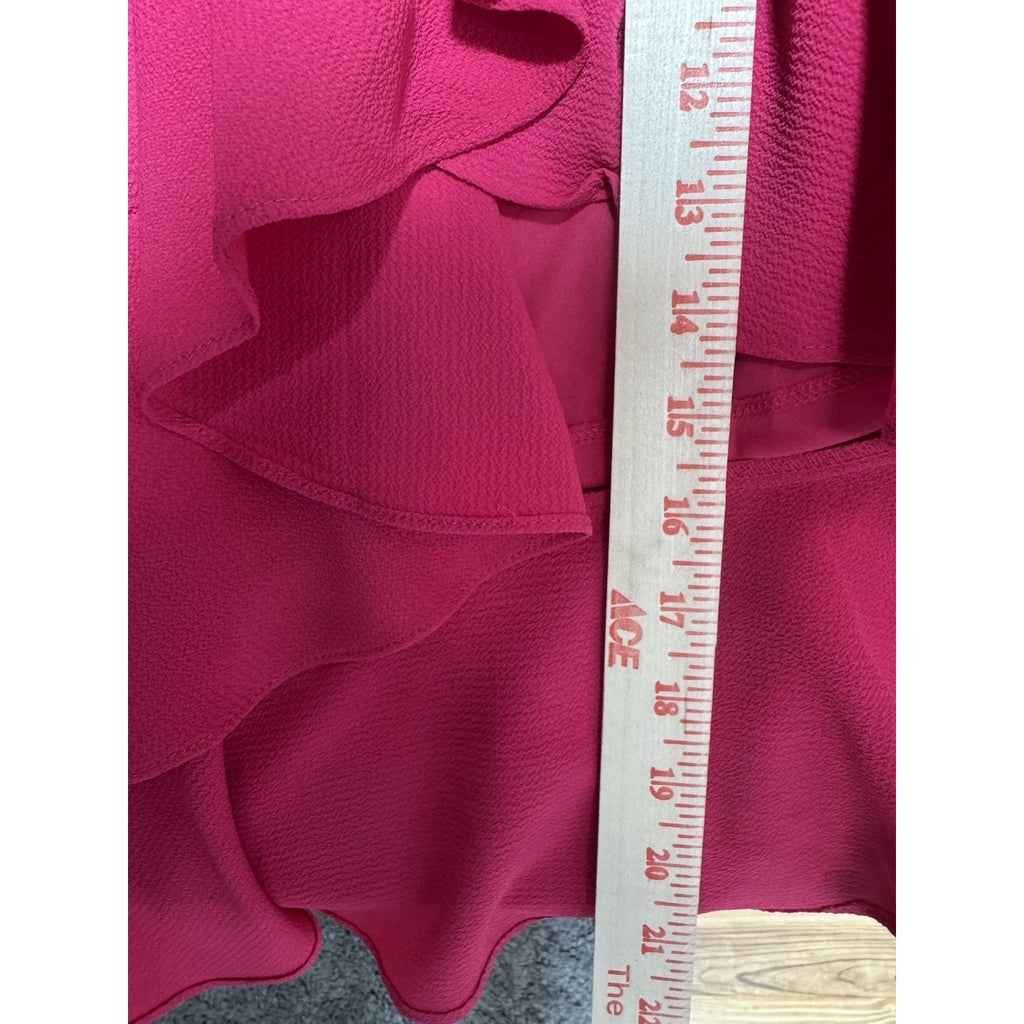 NWT London Times Pink Wrap Dress Size 16 Ruffle Sleeveless Midi Faux Wrap Weddin