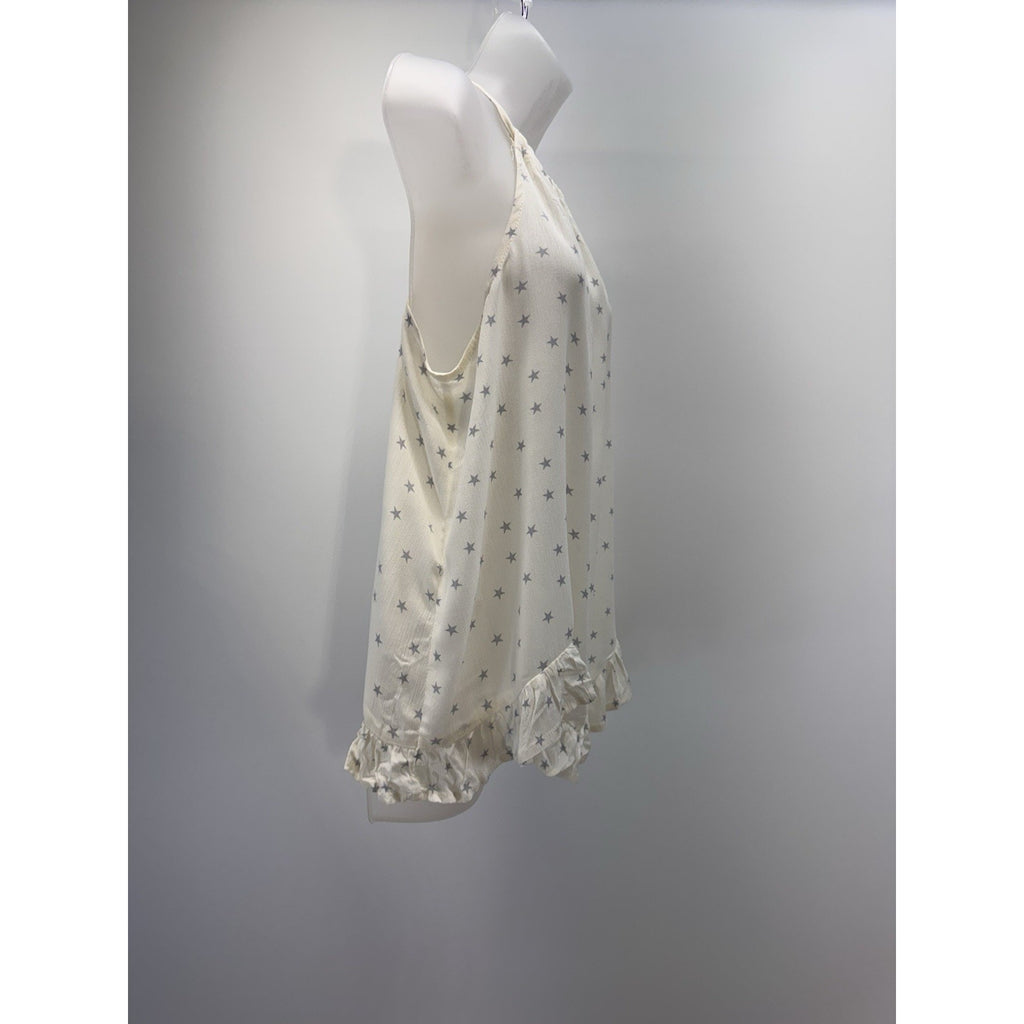 Maurices Ivory Gray Stars Halter Top Boho Ruffled Women’s Size Large NWT