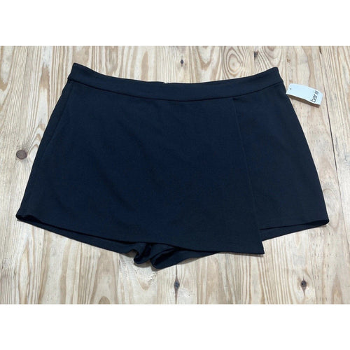 $60 Bar III Women's Black Trendy Faux-Wrap Skort Plus Size 1X