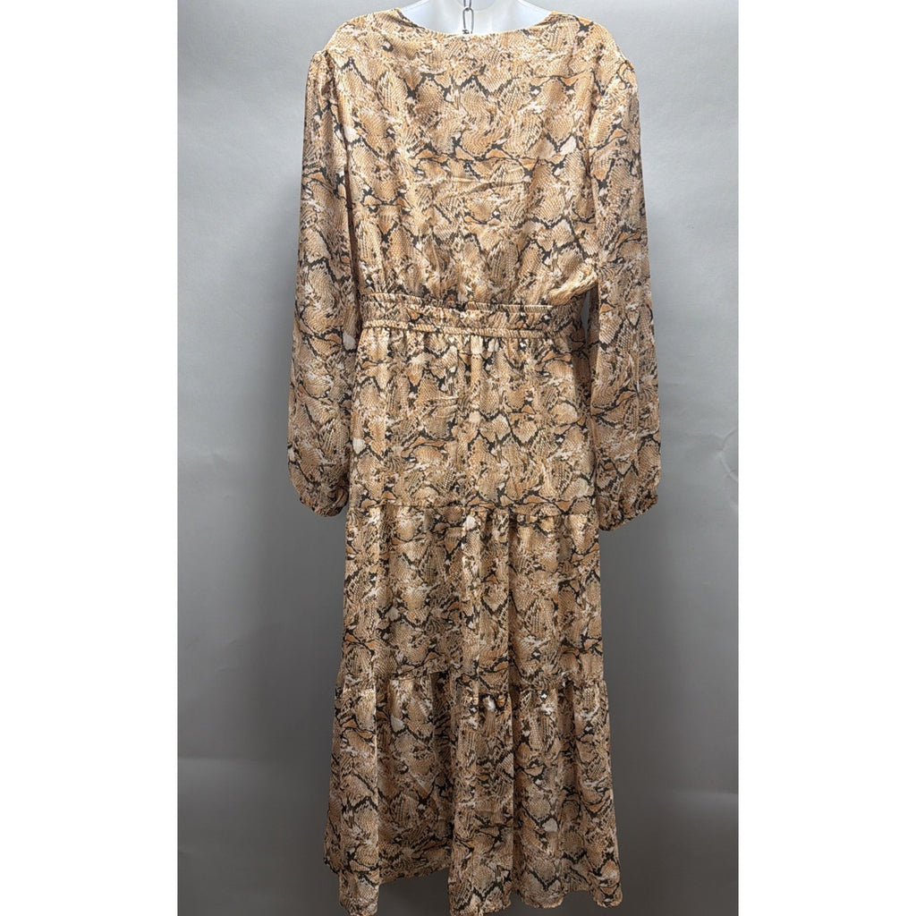 NWT Sofia Jeans Women's Snake Print Cutout Maxi Dress with Long Sleeves Size XXL