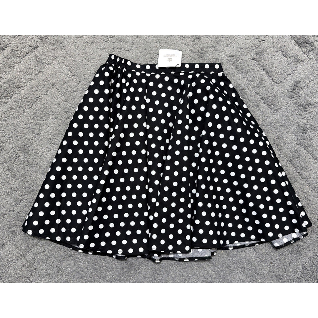 Black Butterfly Retro Black and White Polka Dot Swing Skirt Girls 9-10 NWT