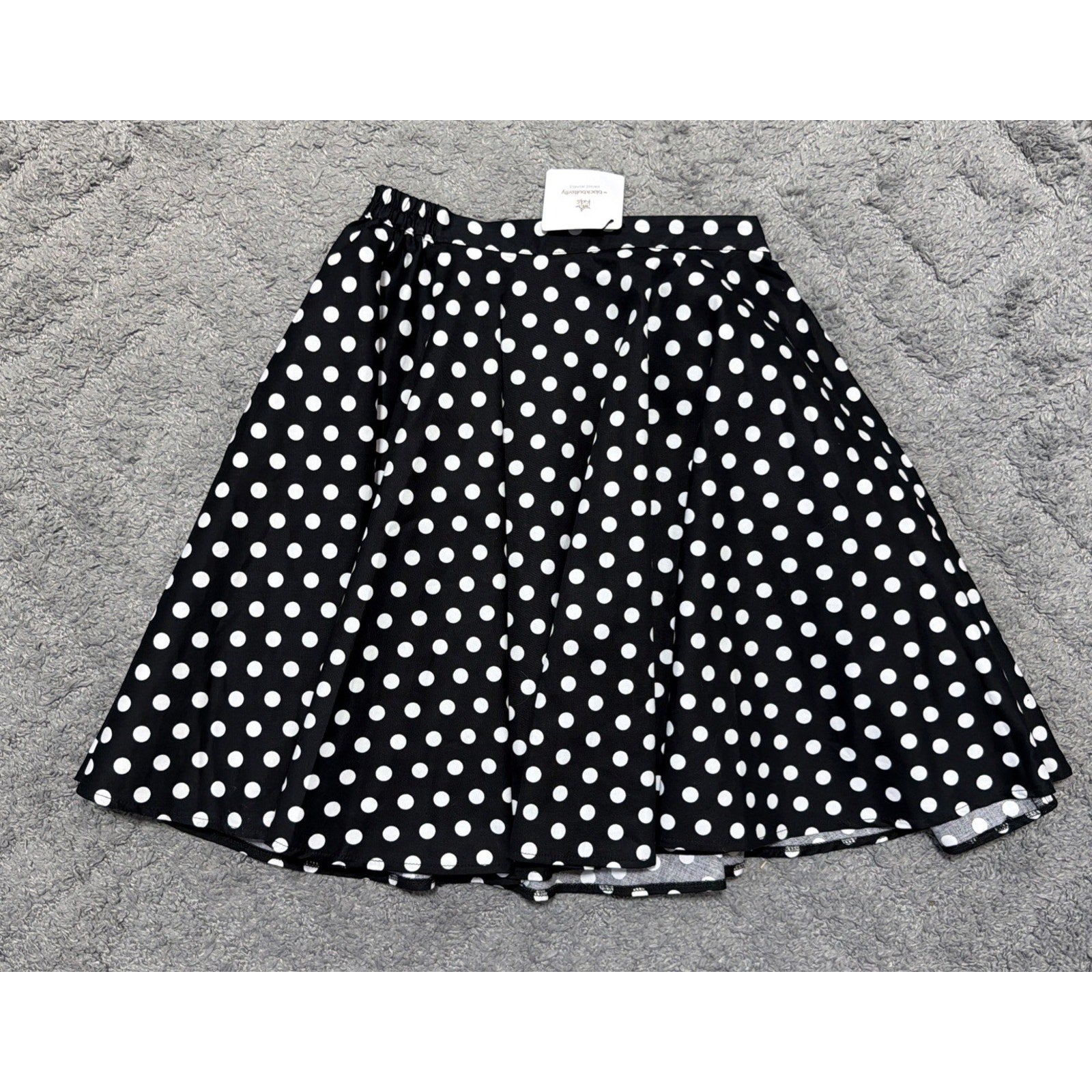 Black Butterfly Retro Black and White Polka Dot Swing Skirt Girls 9-10 NWT