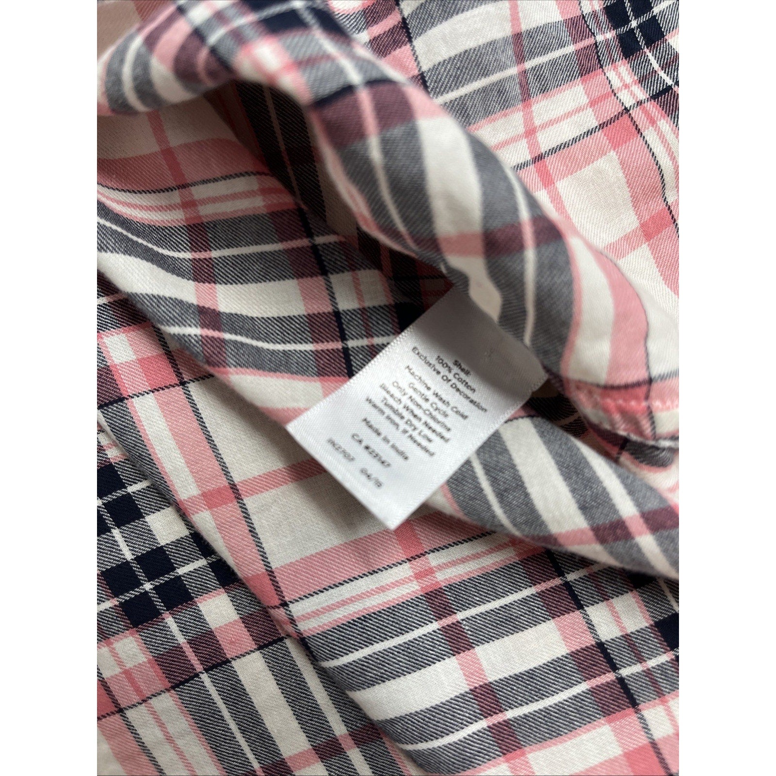 Talbots Womens Blouse Plaid Button Up Cotton Plaid Blue Pink Long Sleeve Size S