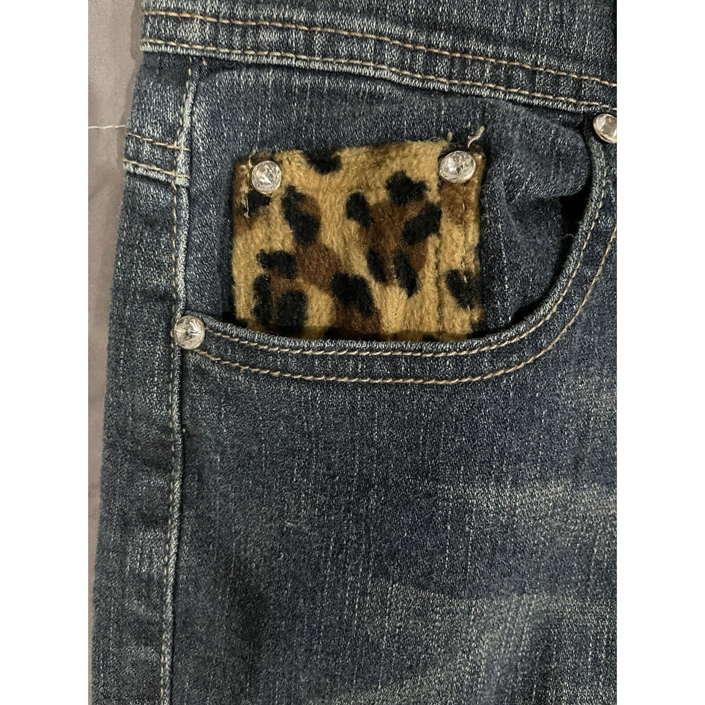 Leopard Pocket Women's Juniors Vanilla Star Jeans Denim Size 5 Distressed