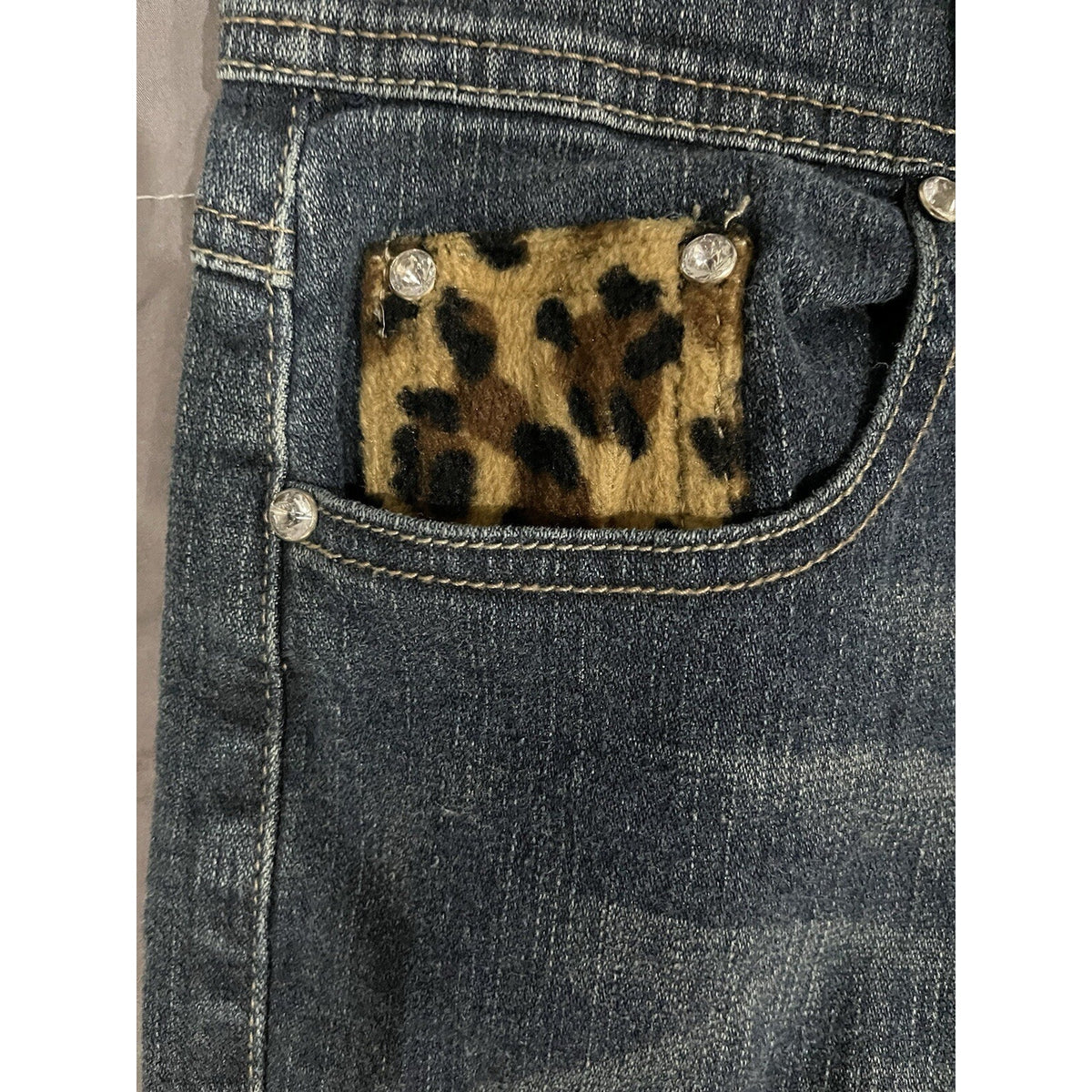 Leopard Pocket Women's Juniors Vanilla Star Jeans Denim Size 5 Distressed