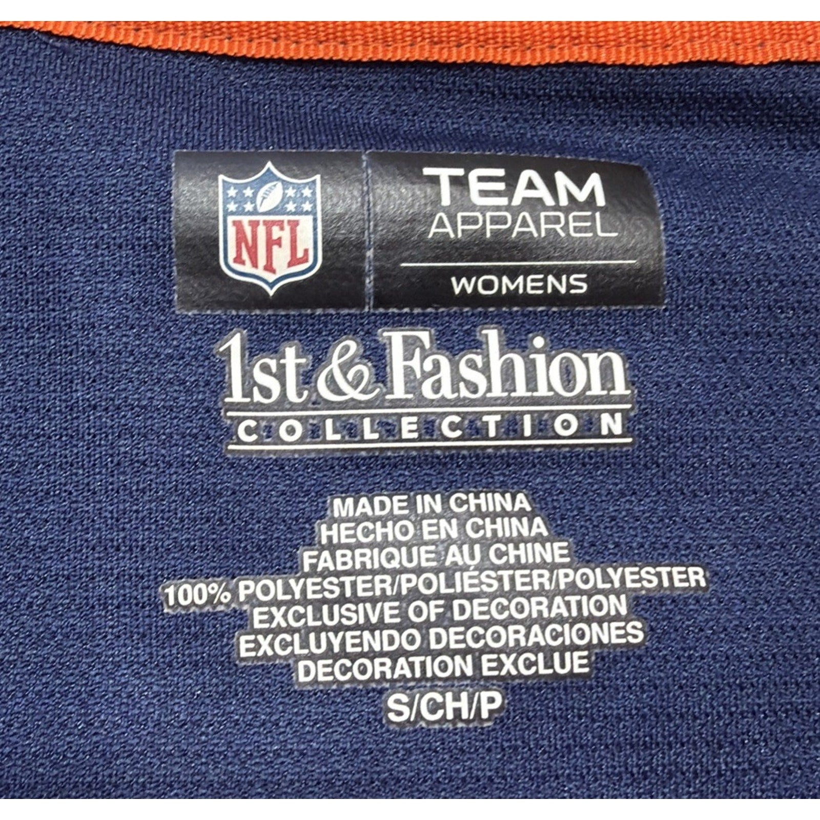 NFL Denver Broncos Women’s Sequin Jersey Shirt Small Blue Orange Lace Up Footbal