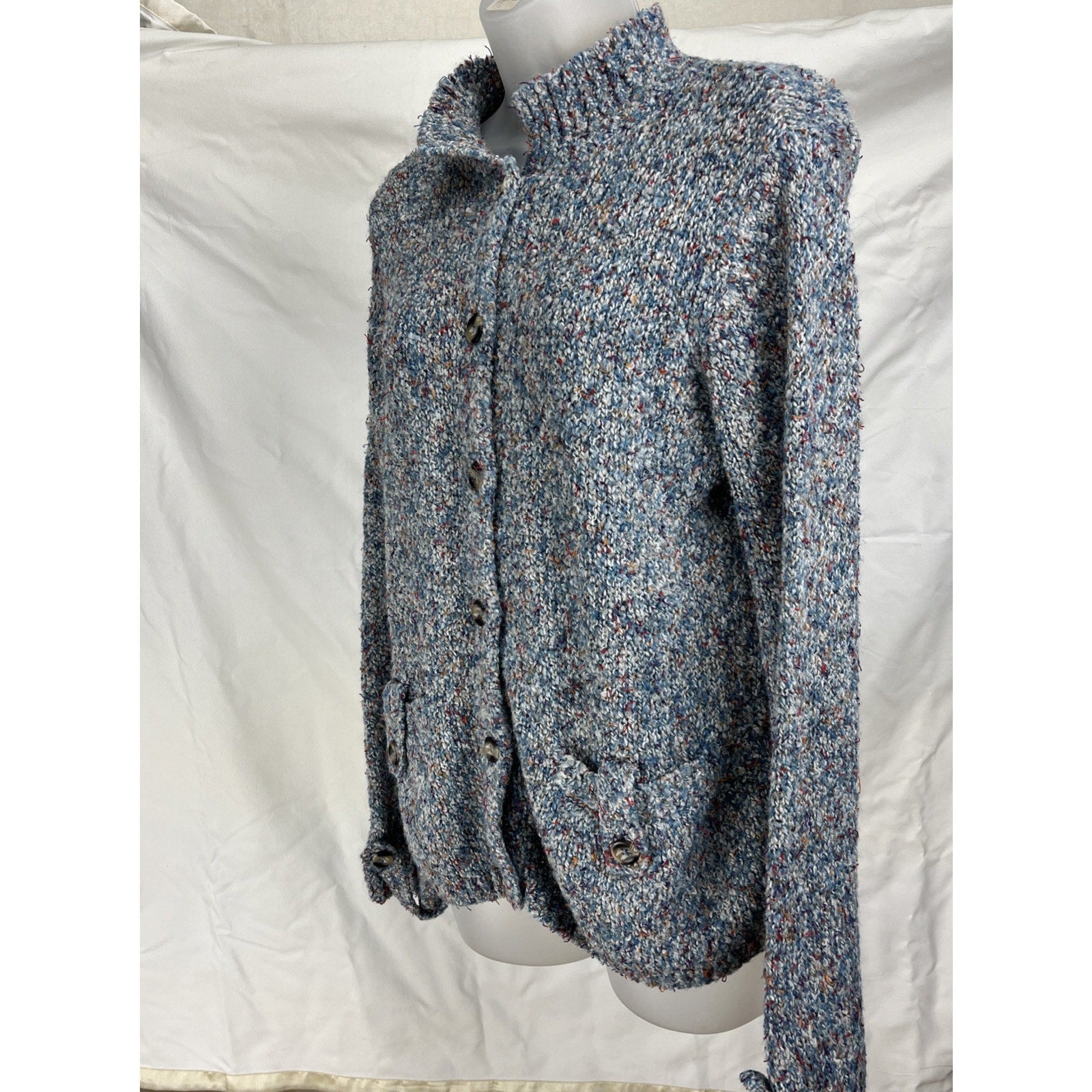 90s Vtg Women’s Knit Cardigan S Sag Harbor Sports Gray Button Up Pockets