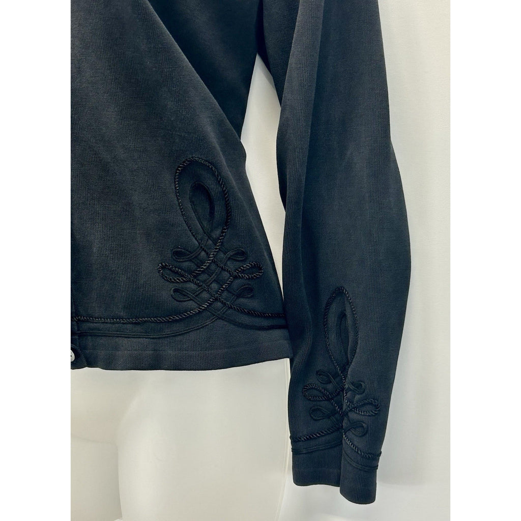 Women's TALBOTS Black 78% Silk Embroidered Long Sleeve Blouse Size Large.