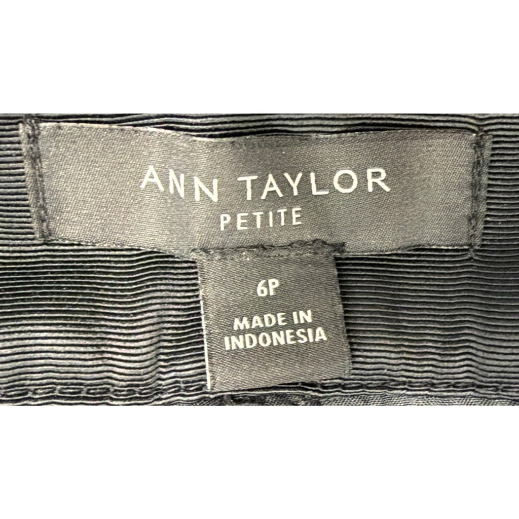 Ann Taylor Petite 2PC Black Textured Circle Applique Top Pants Set 6P Bottom S