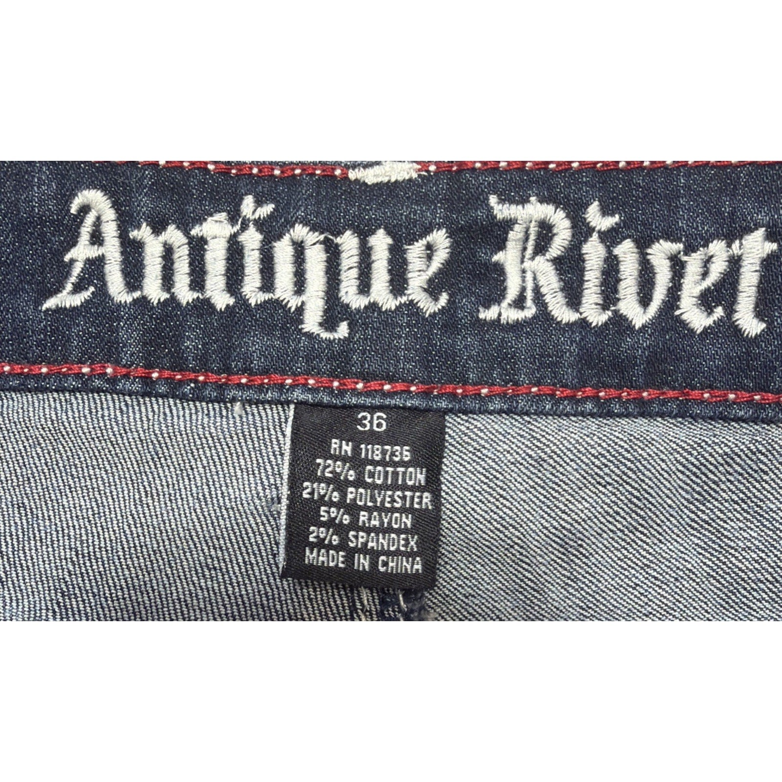 Antique Rivet Jeans Rhinestone Studded Denim 36 High Rise Thick Stitch NWT