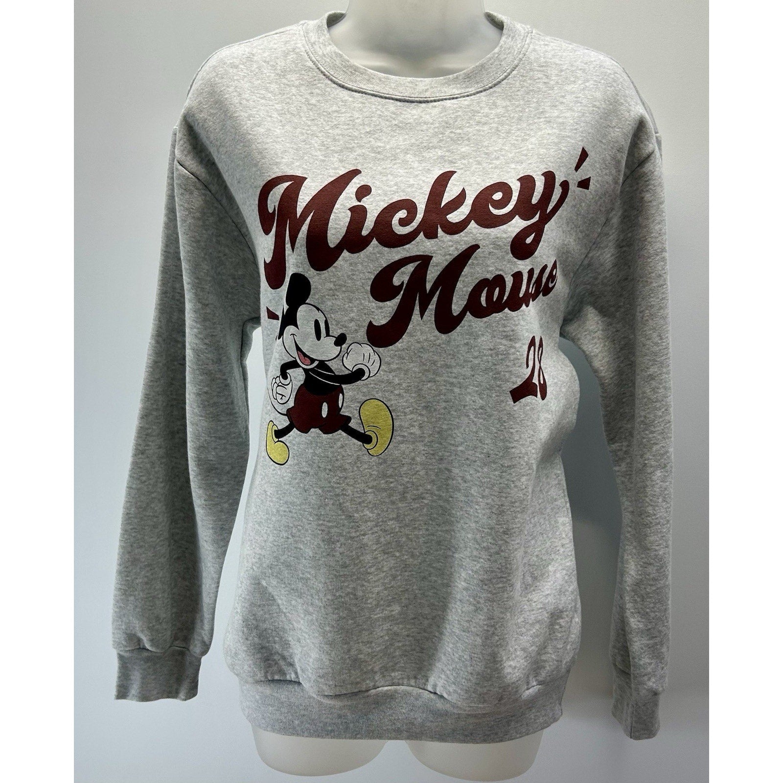 Women's Gray Mickey Mouse Graphic Sweatshirt with Long Sleeves size XS 0-2 New.