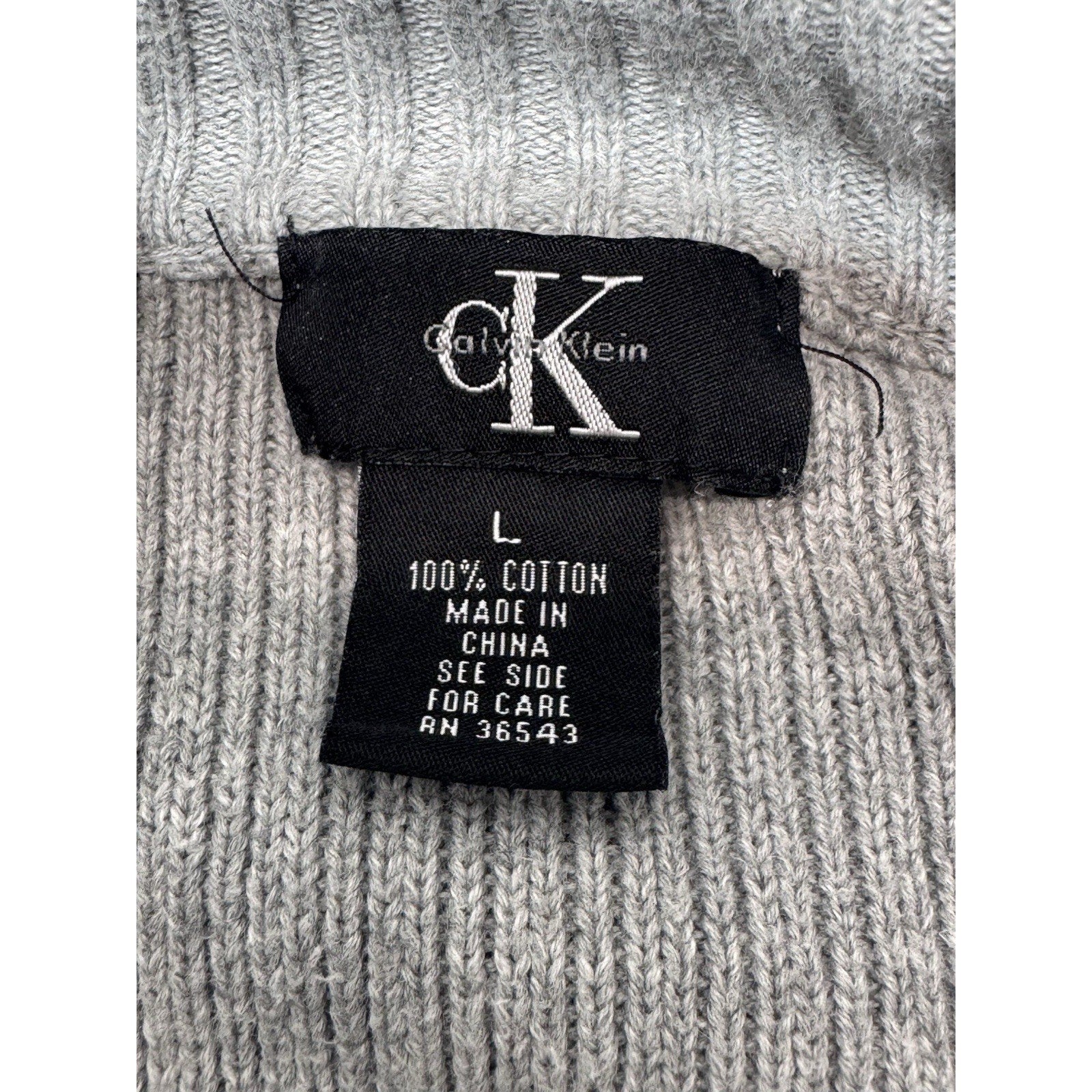 Calvin Klein 100% Cotton 1/4 Zip Pullover Gray Cable Knit Sweater Heavy Men’s L