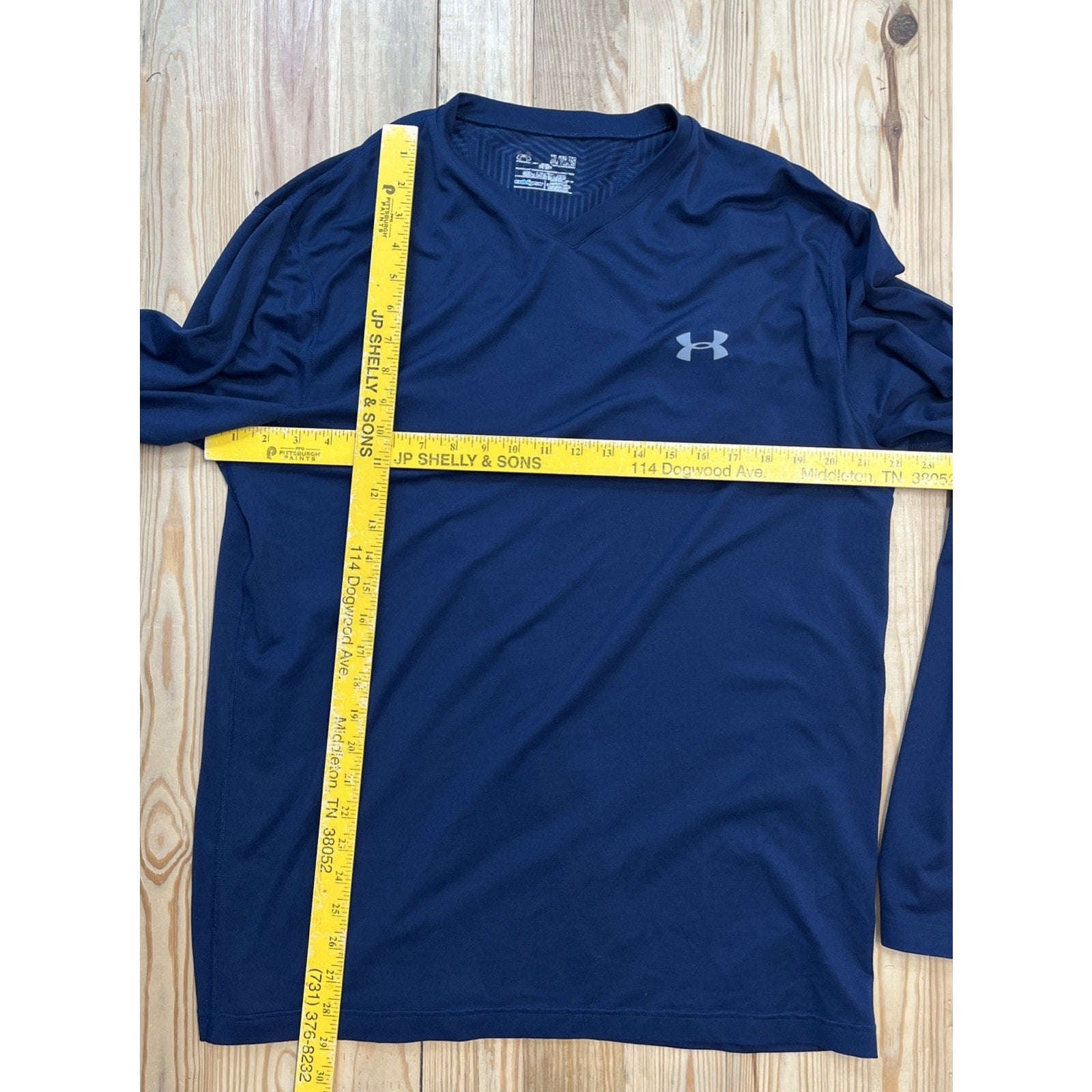 Under Armour Seamless Fitted Shirt Tee Long Sleeve Heatgear Blue Mens Size XL